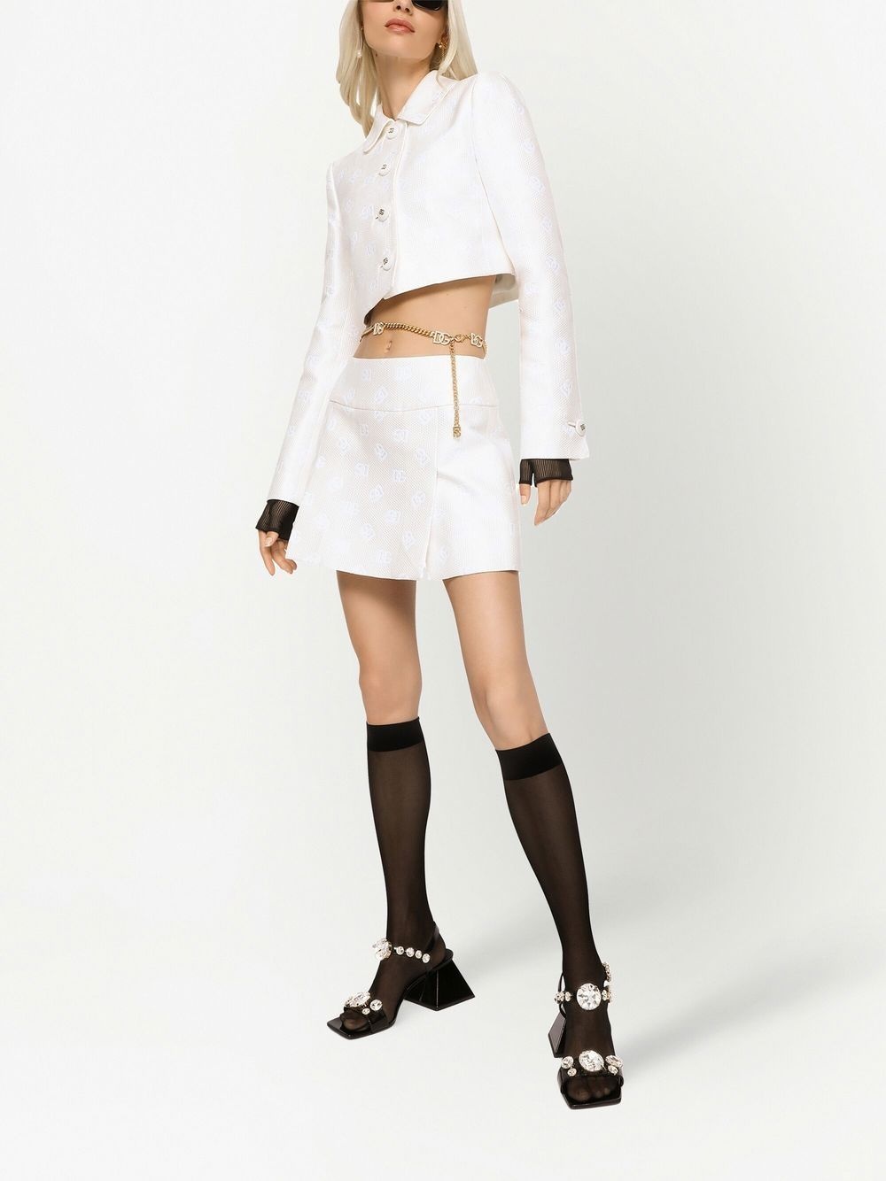 logo jacquard cropped jacket - 2