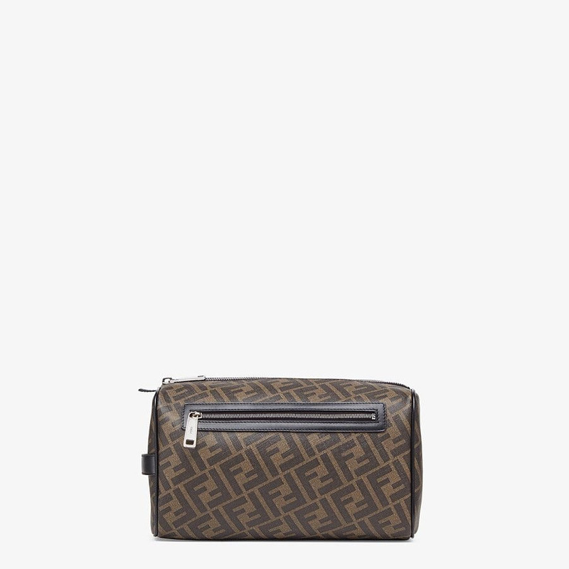 Brown fabric toiletry case 1