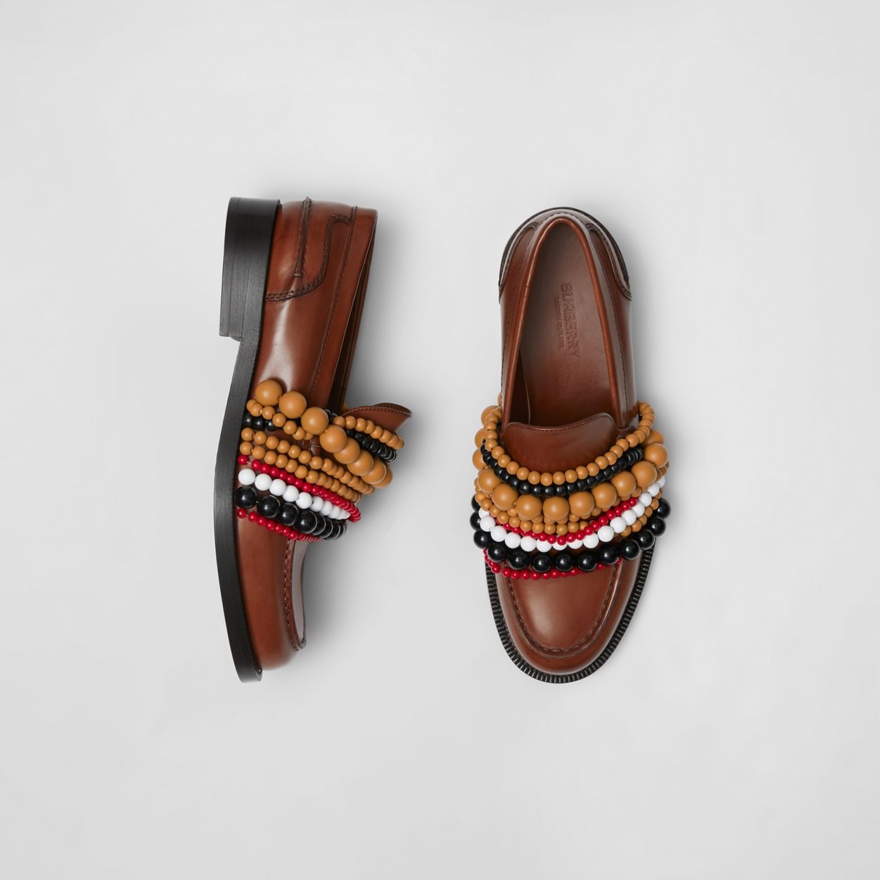 Bead Detail Leather Loafers - 6
