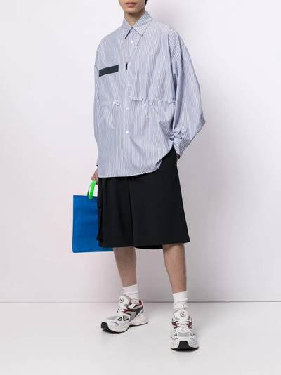 Fumito Ganryu drawstring-waist stripe shirt outlook