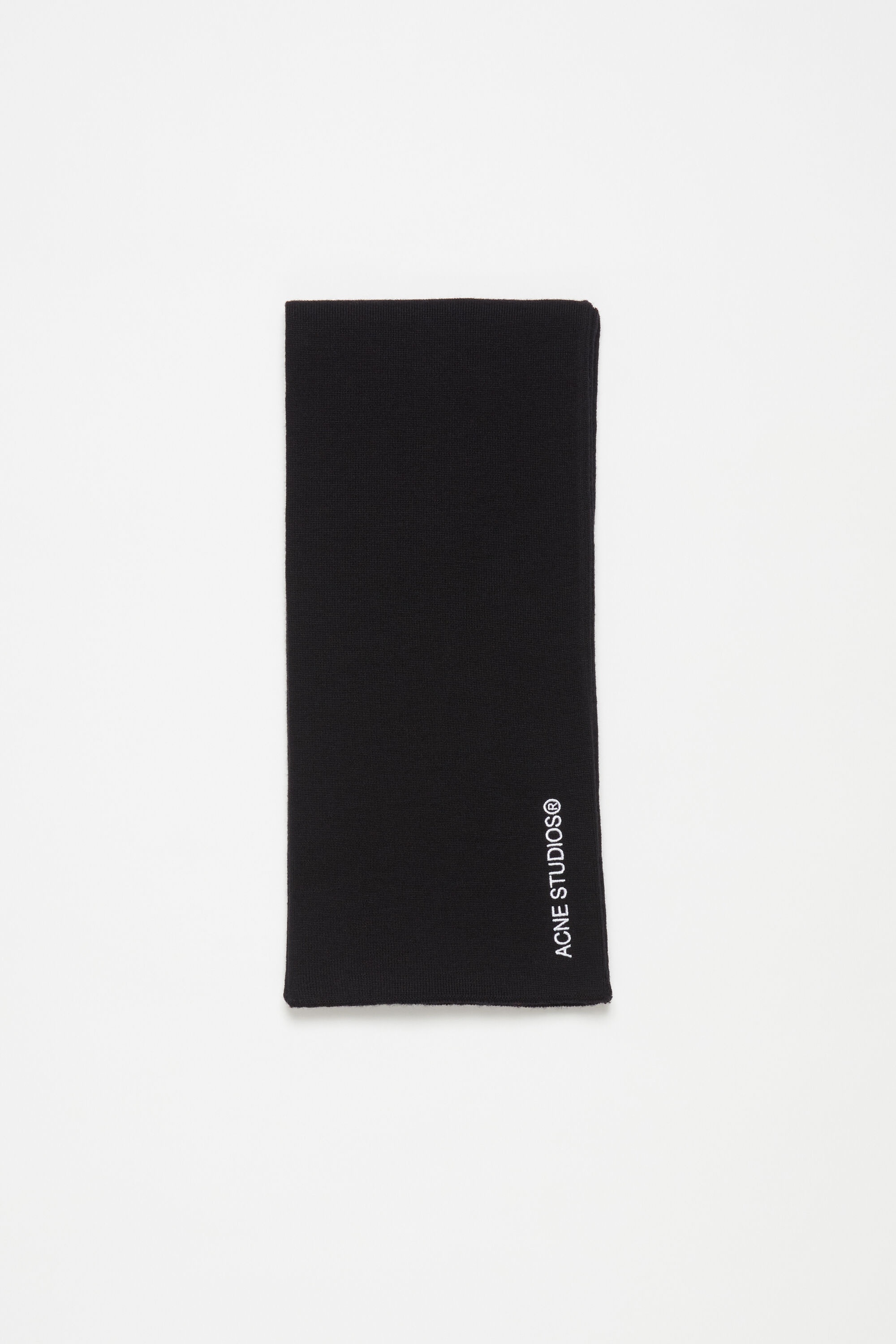 Logo embroidered scarf - Black - 1