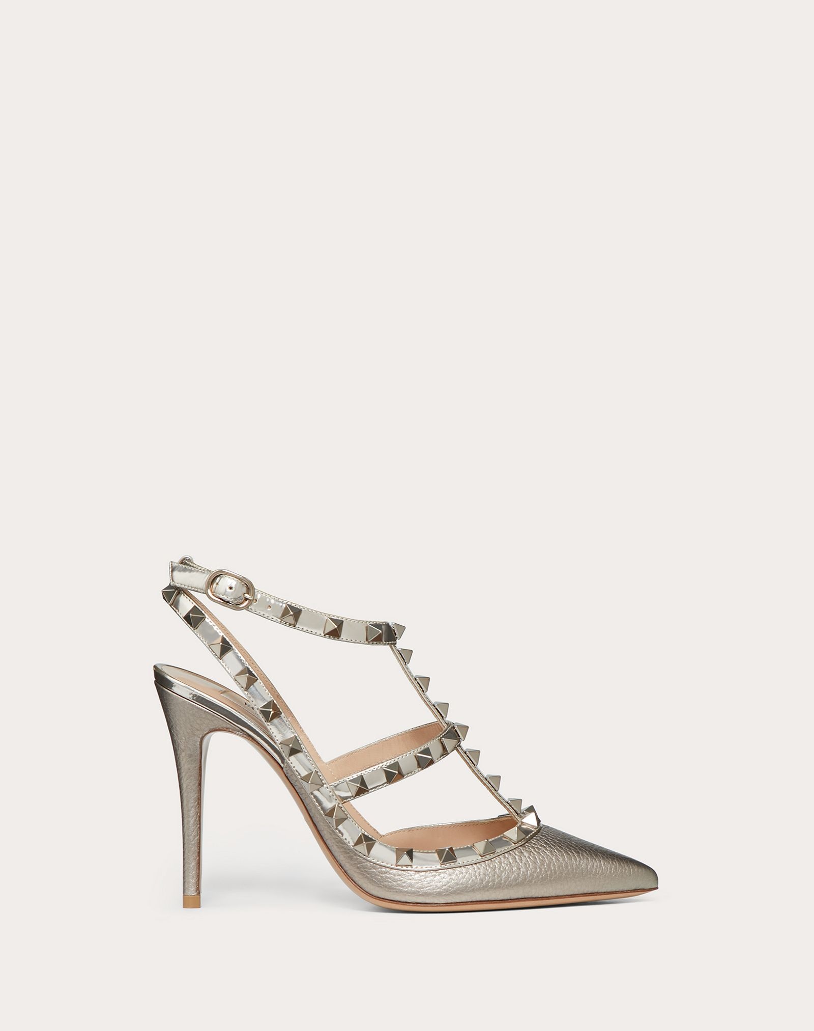 Rockstud Metallic Ankle Strap Pump 100 mm - 1