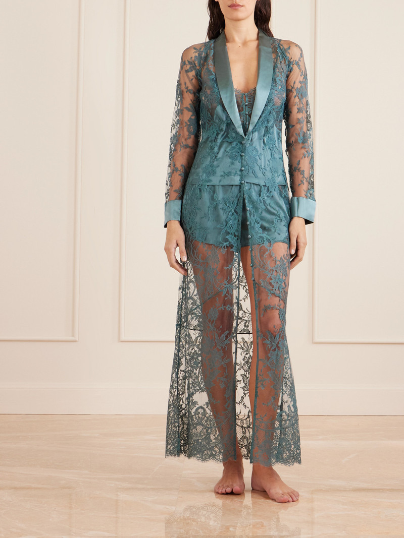 KIKI DE MONTPARNASSE Camille Silk Satin-trimmed Organic Cotton-blend Lace Robe outlook