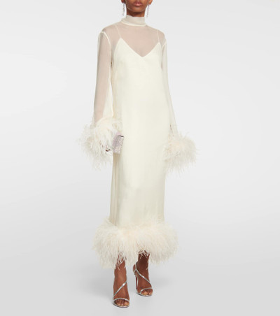 Taller Marmo Gina Venti feather-trimmed silk midi dress outlook