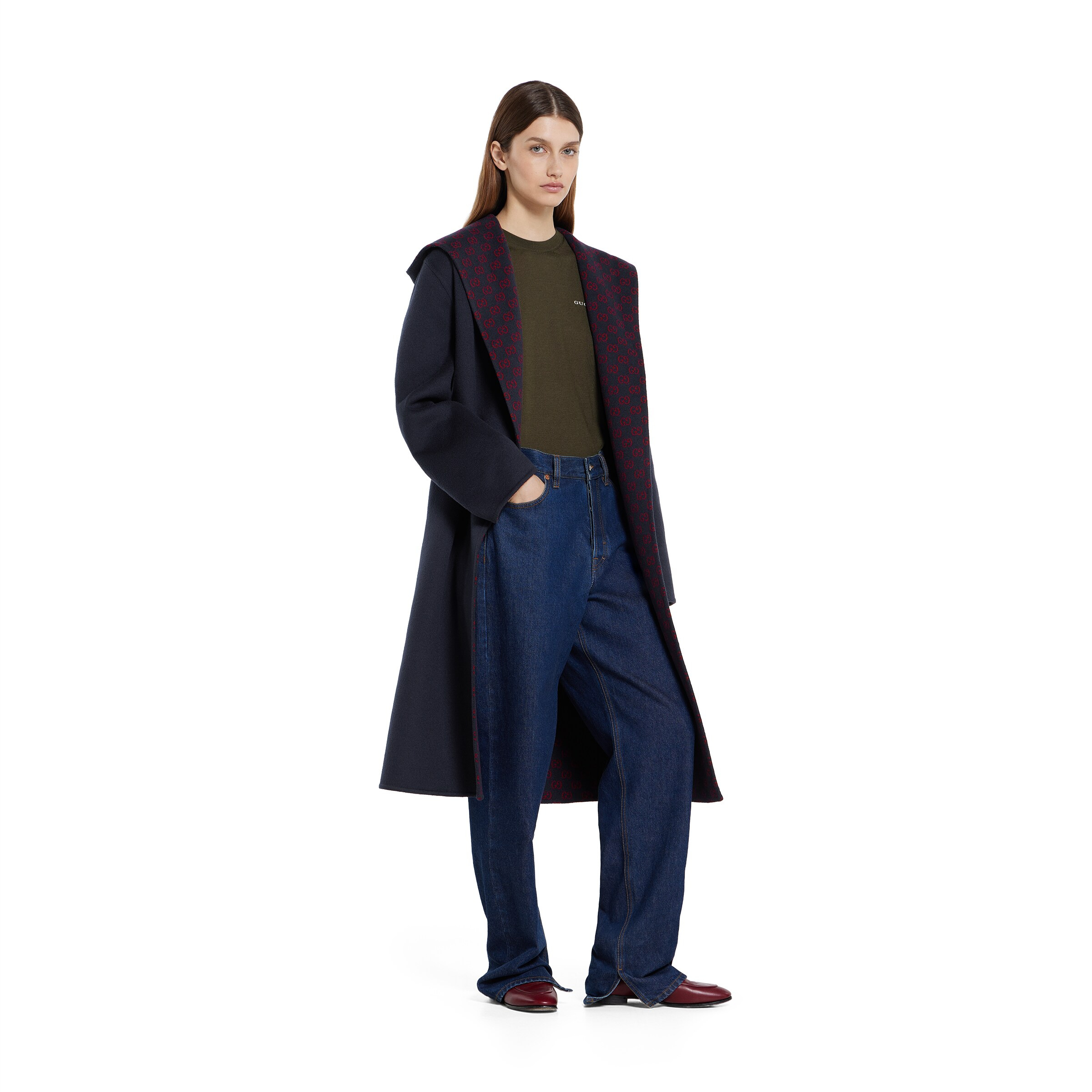 Reversible wool silk hooded coat - 2