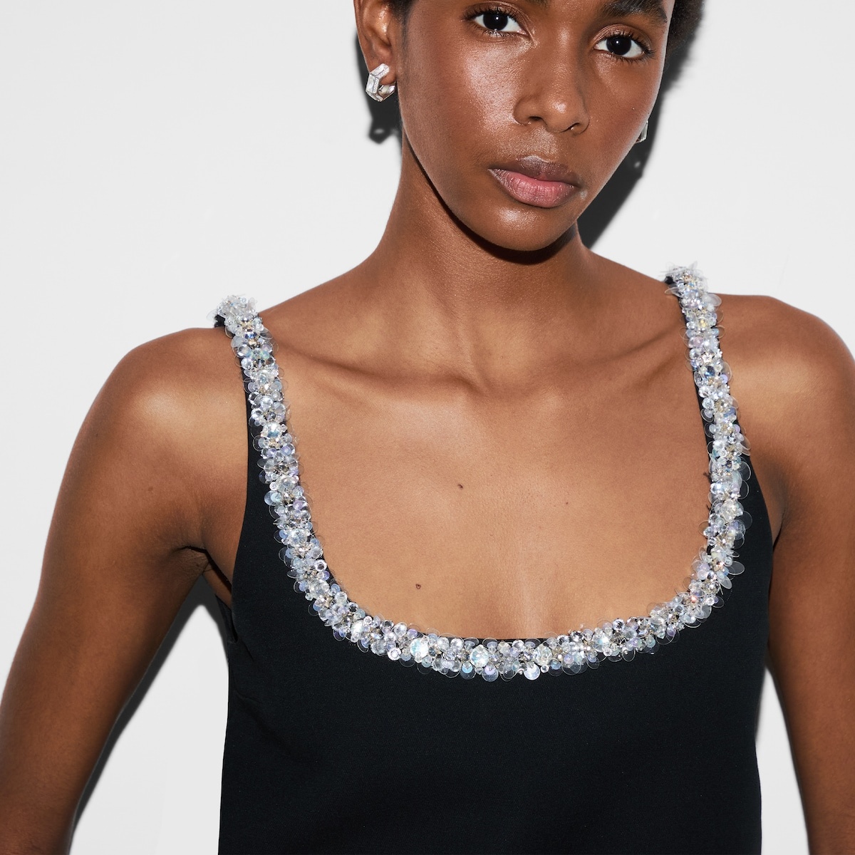 Embroidered wool silk crêpe top - 5