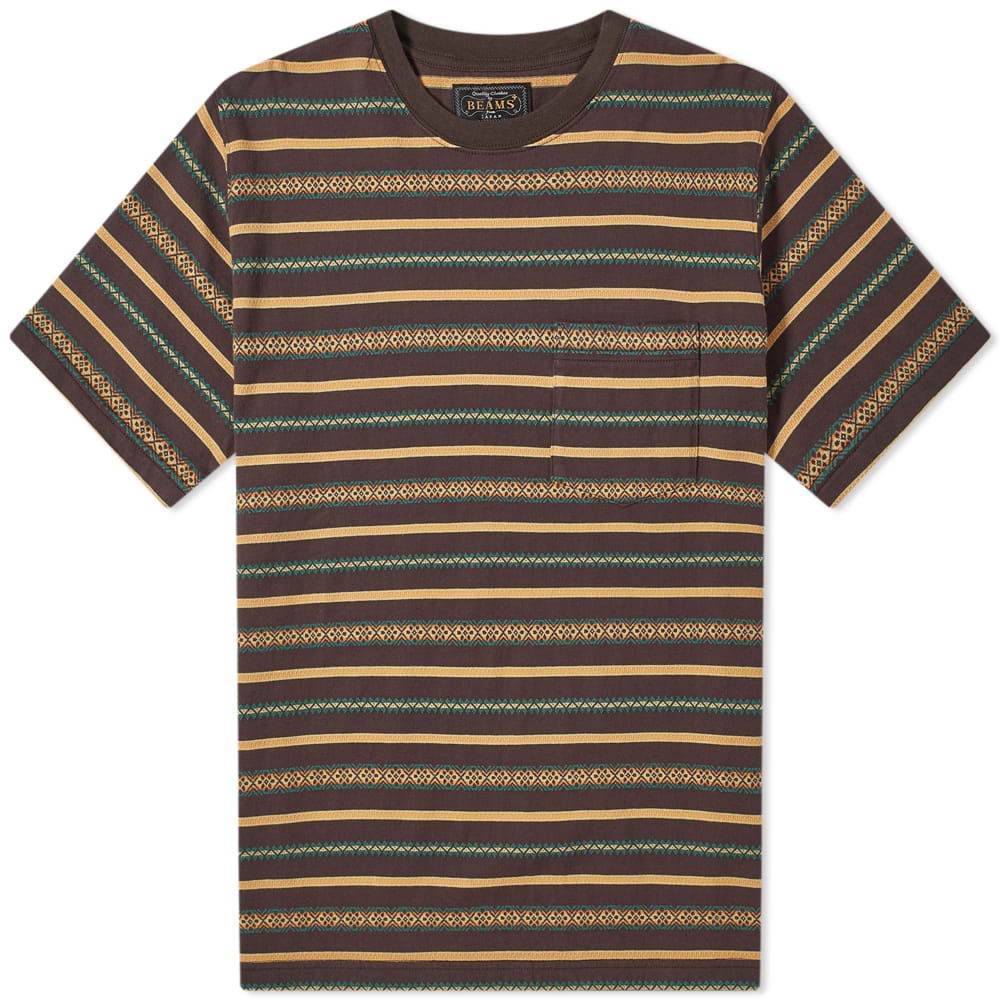 Beams Plus Jacquard Stripe Pocket Tee - 1