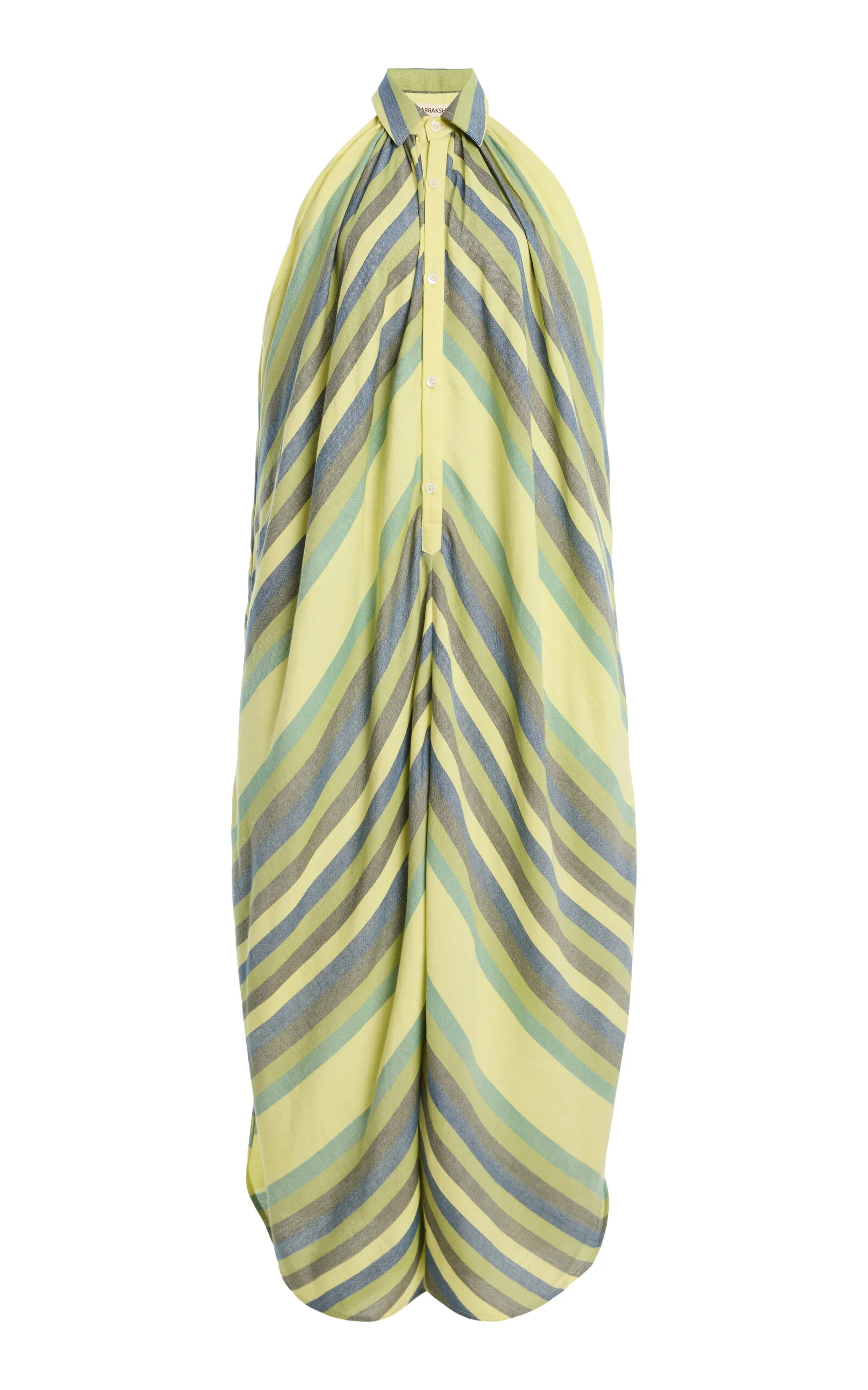 The Halter Striped Cotton Midi Dress - 1