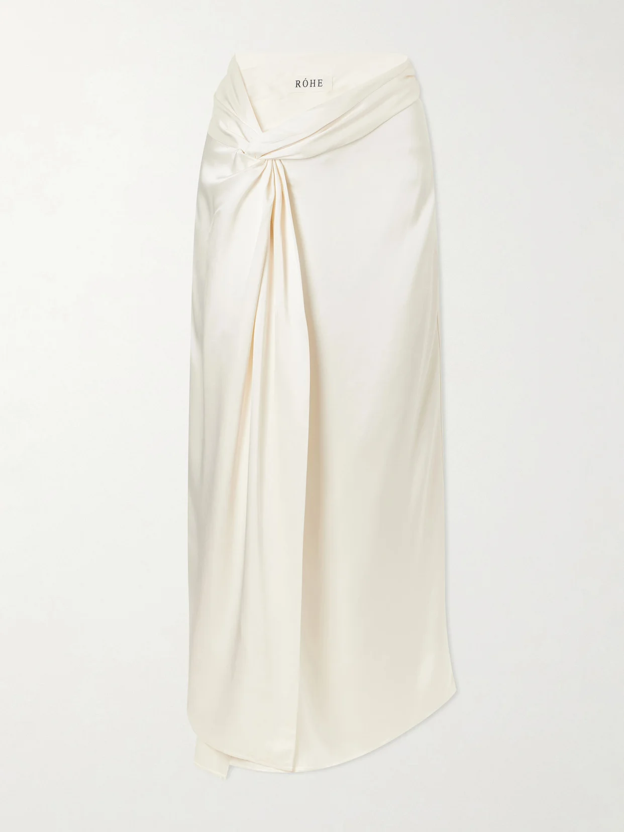 Draped Satin Midi Wrap Skirt - 1