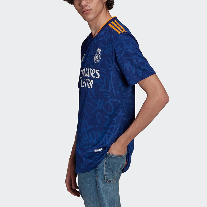 adidas Real Madrid Away Player Edition Soccer/Football Sports Short Sleeve Jersey Blue GM6775 - 4