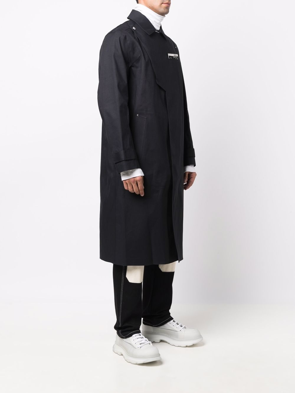 logo-badge longline trench coat - 3