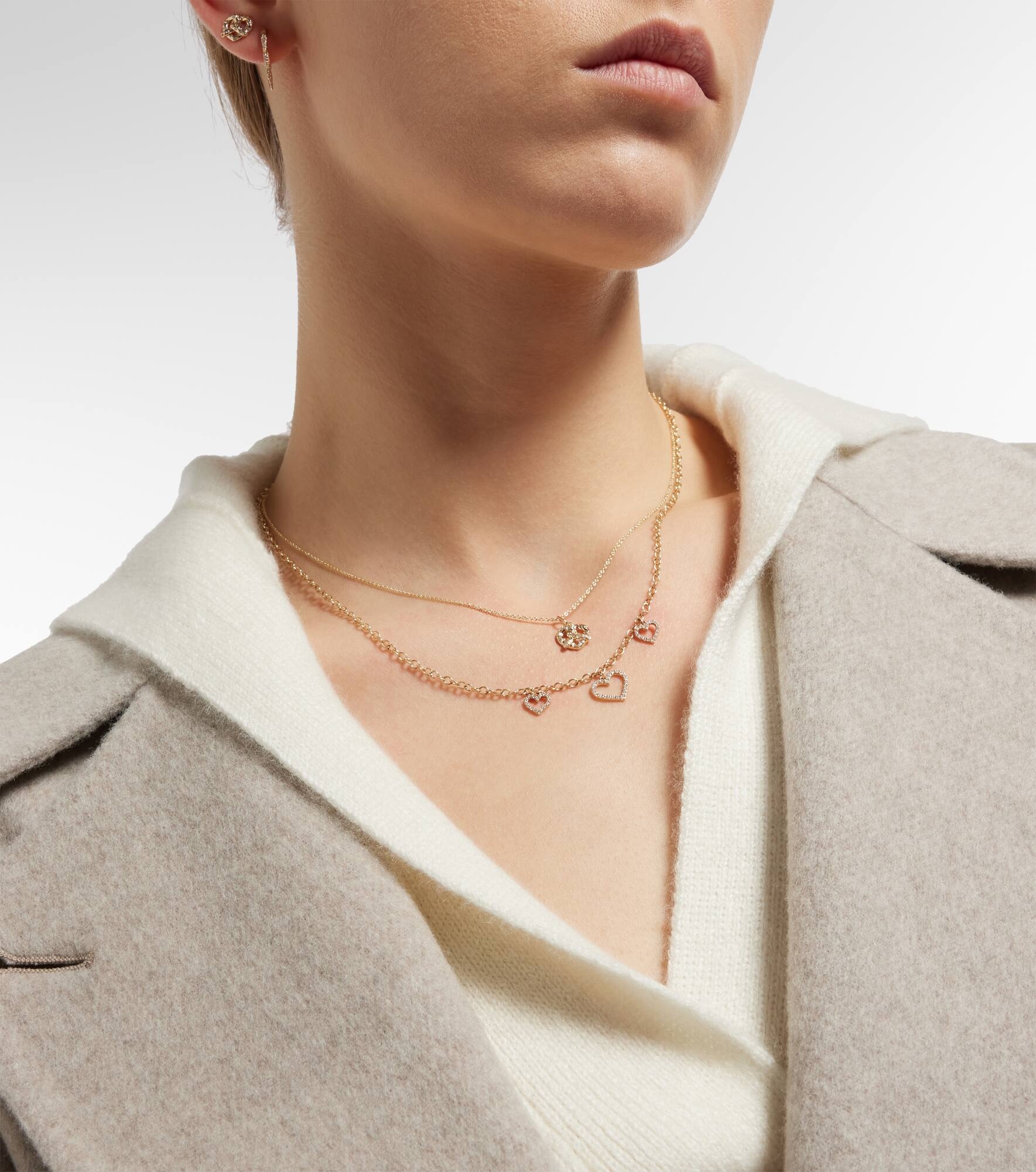 Three Hearts 14kt gold necklace with diamonds - 5