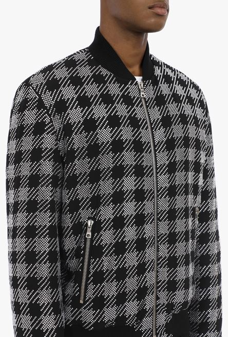 Bomber jacket with rhinestone gingham pattern - 8