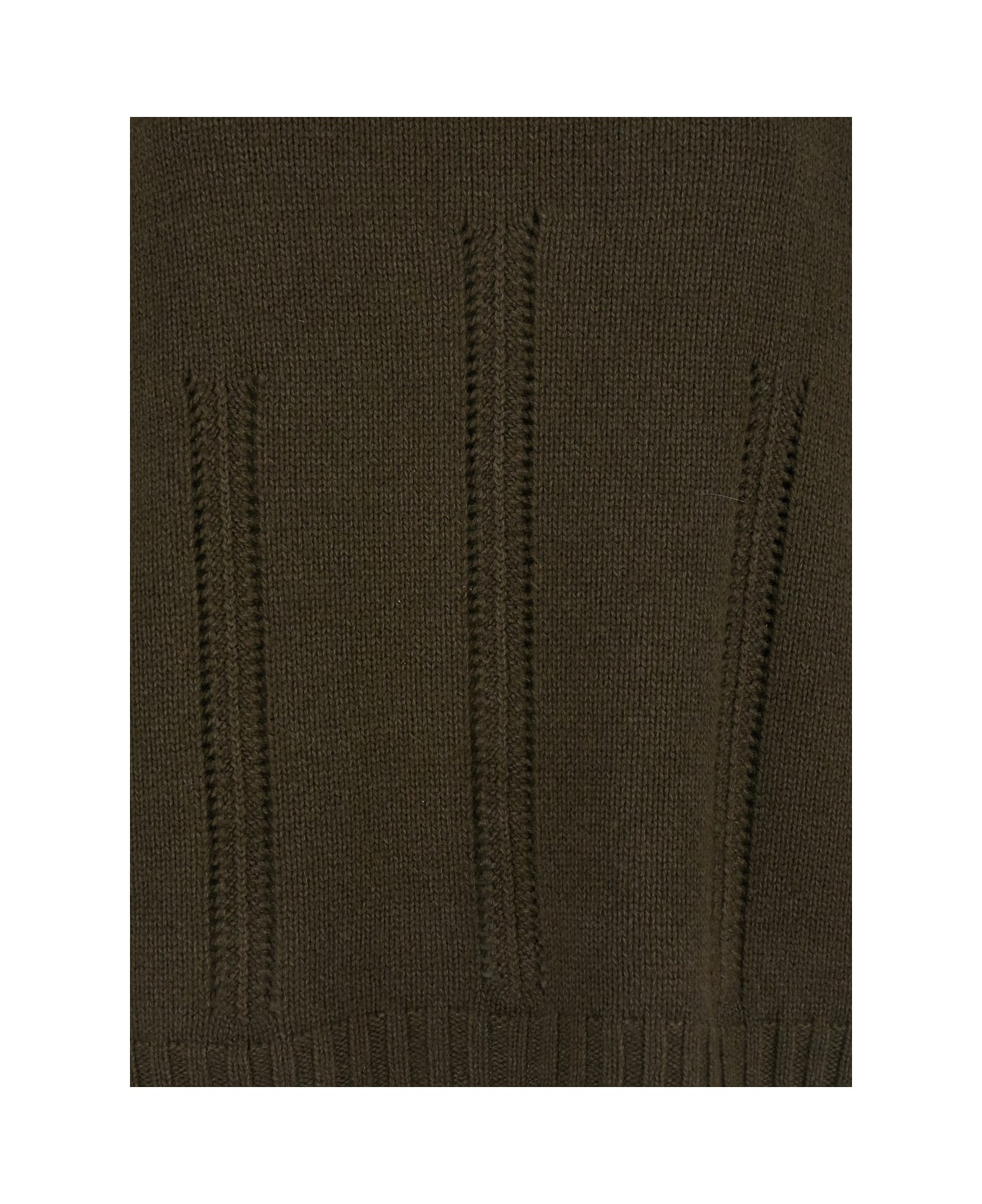 Brown Sweater With Mock Neck And Dropped Shoulders In Cashmere And Cotton Blend Woman - 3