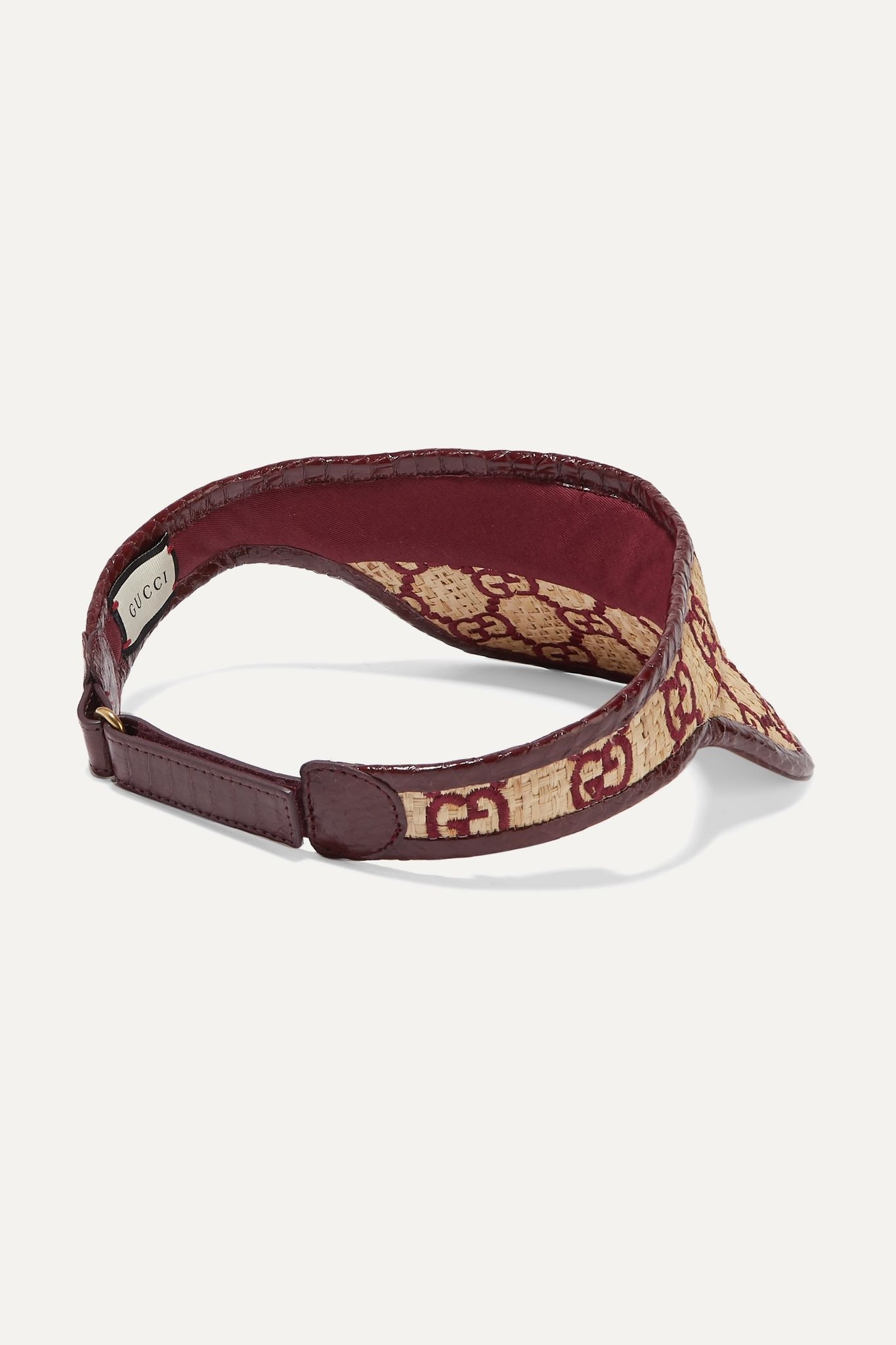 Elaphe-trimmed embroidered raffia visor  - 3