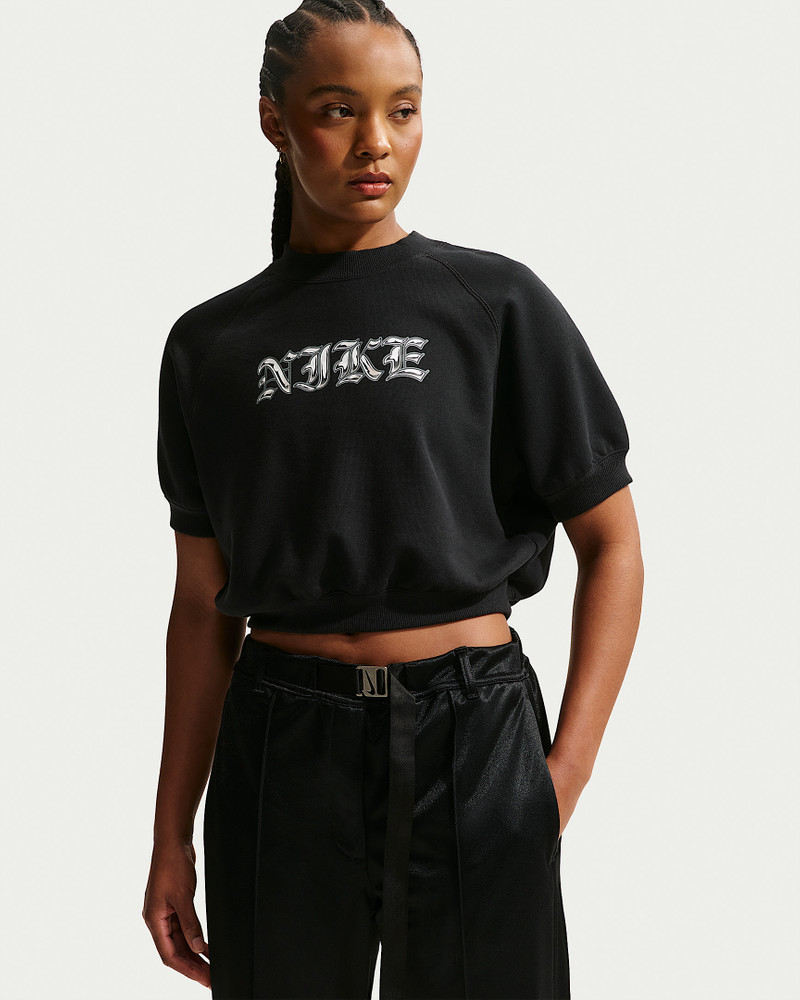 Nike Sportswear Women's Loose Short-Sleeve French Terry Crew-Neck Sweatshirt 1