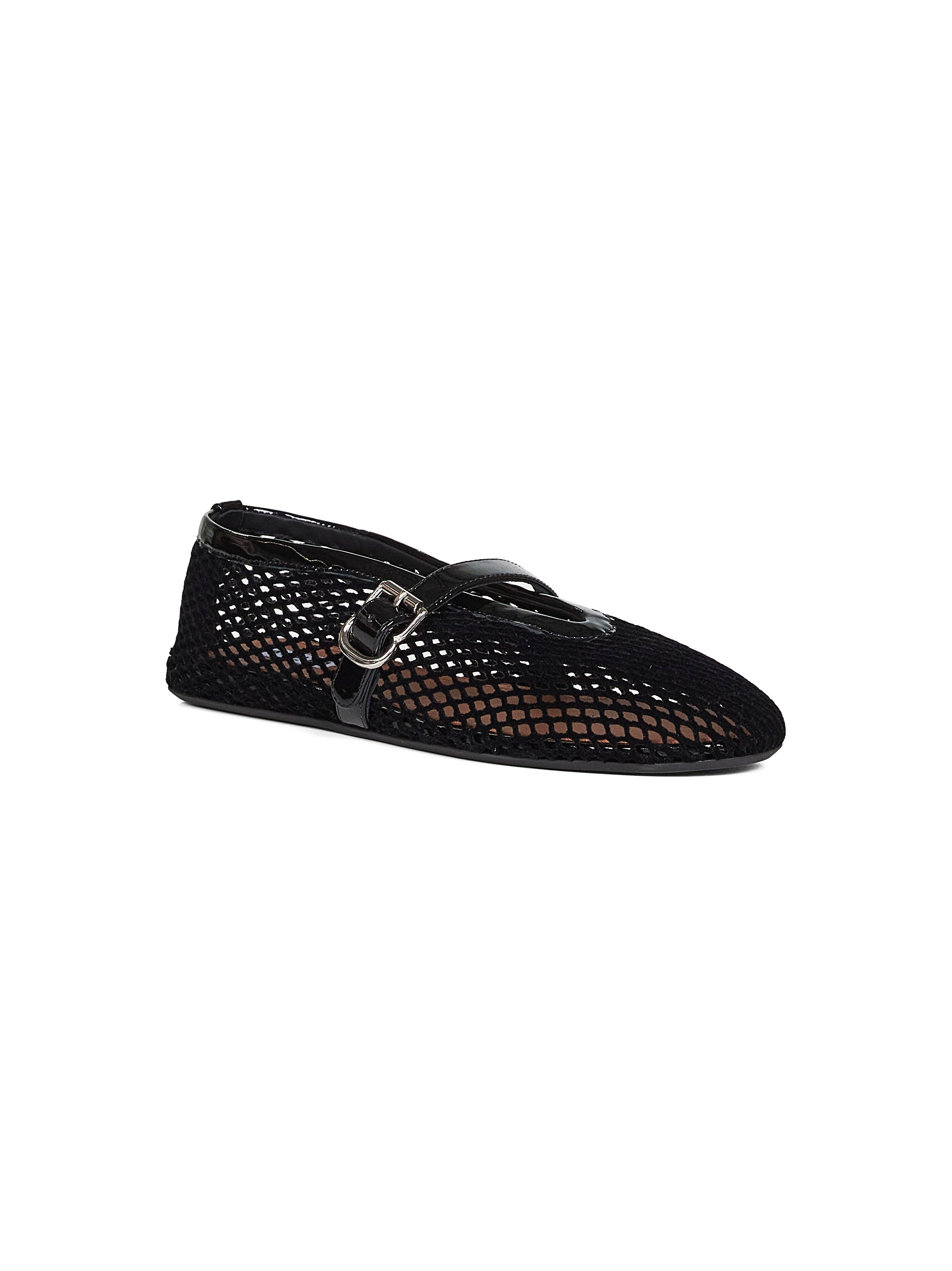 Black velvet-effect fishnet ballet flats - 2