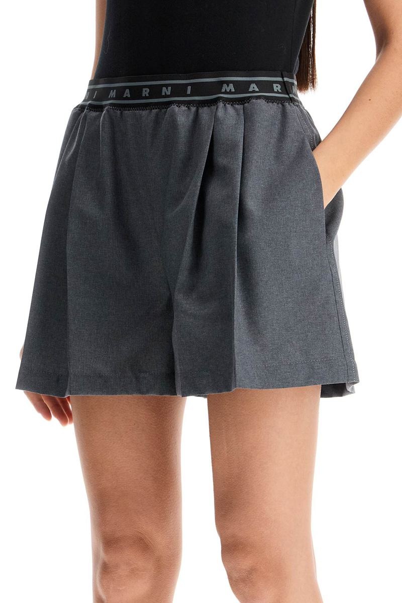 【関税＆送料込み】Marni Grey Pleated Shorts With Elastic W Marni Marni pleated shorts with branded band | baltini
