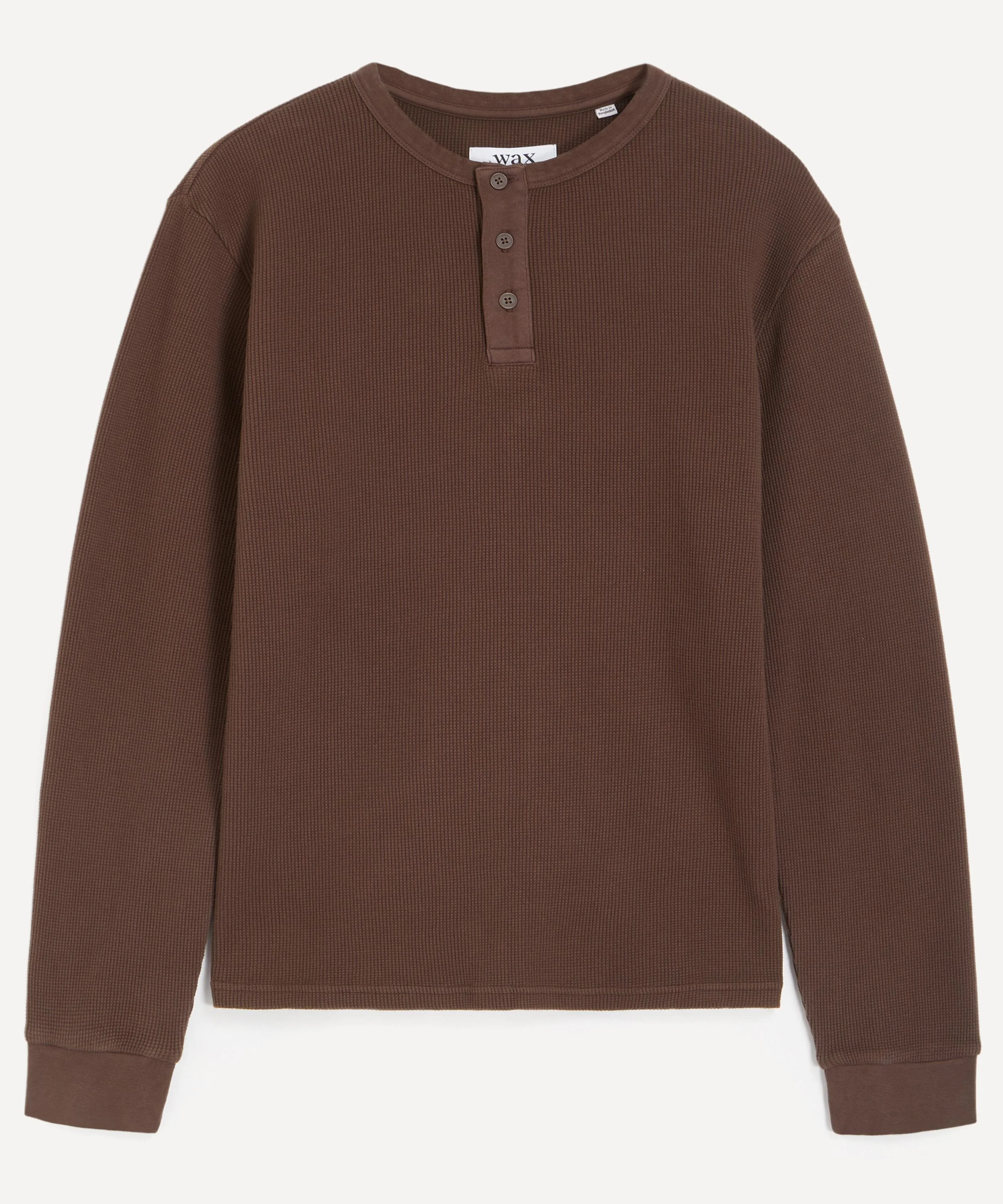 Caleb Waffle Cotton Long-Sleeve Henley Shirt - 1