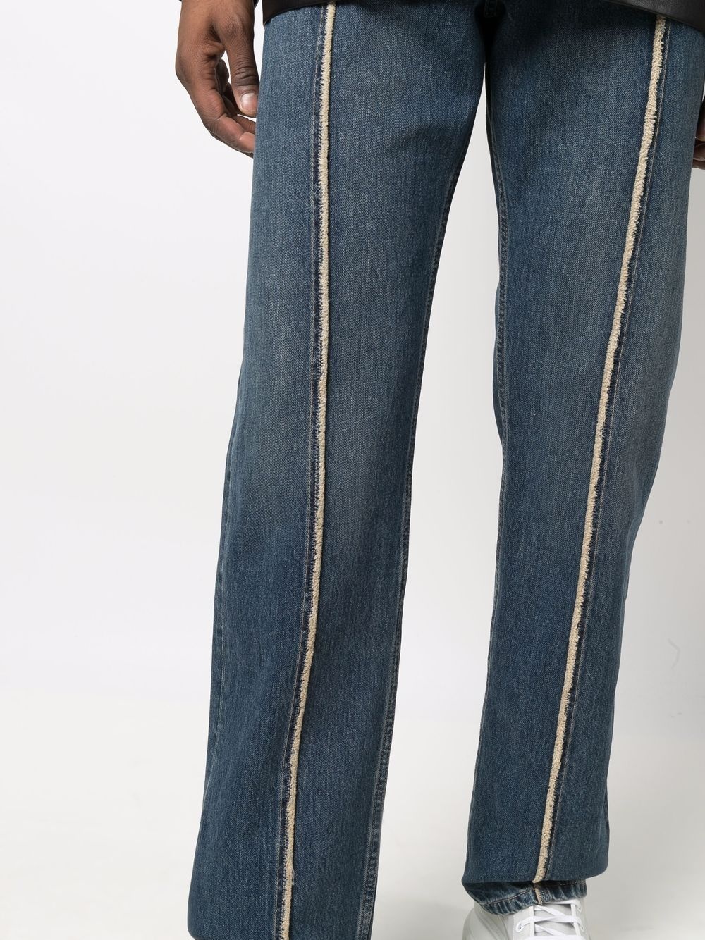 contrast piping straight-leg jeans - 5