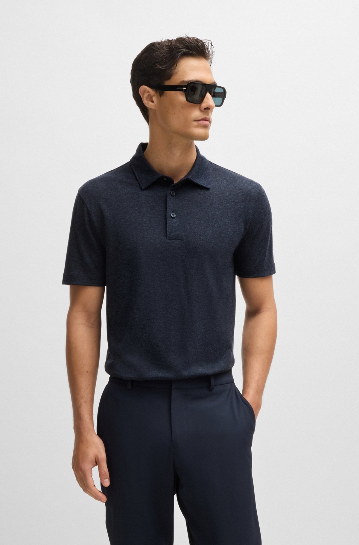SLIM-FIT POLO SHIRT WITH STRIPED COLLAR - 2