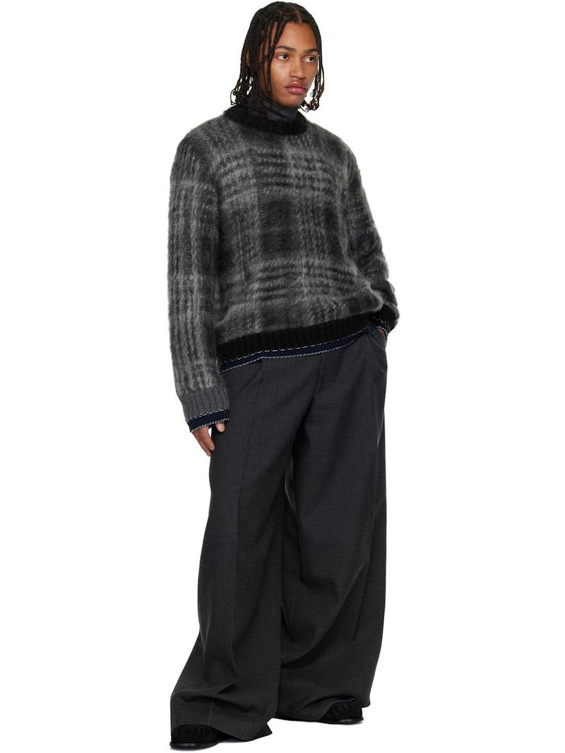 sacai Gray Plaid Mohair Knit Sweater outlook