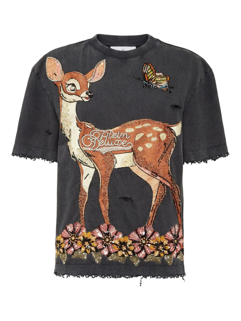deer-print sequin-embellished T-shirt 1
