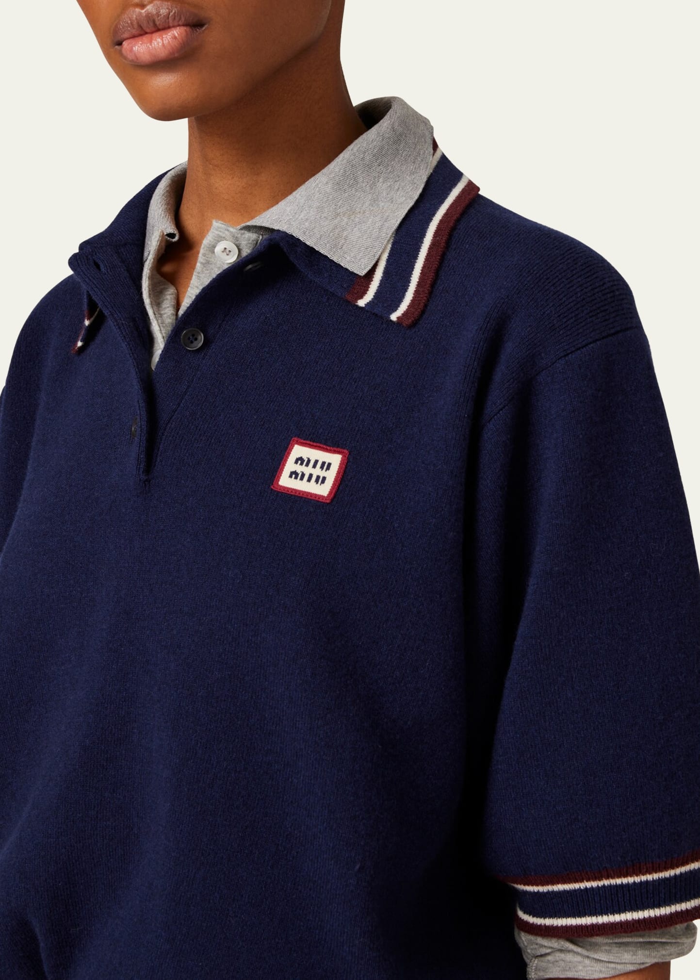Short-Sleeve Wool Cashmere Polo Sweater - 4