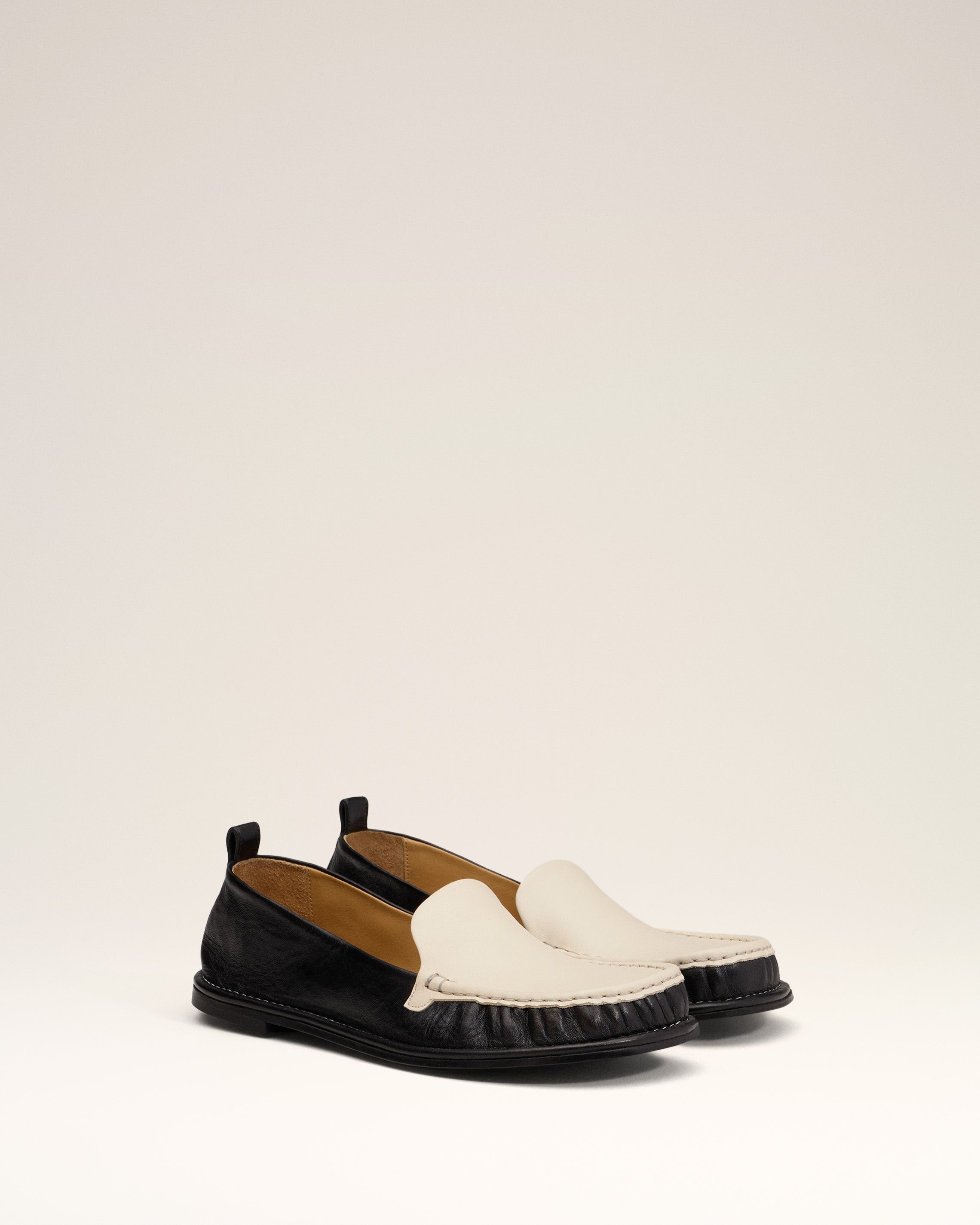 BLACK LEATHER MIDI LOAFERS - 3