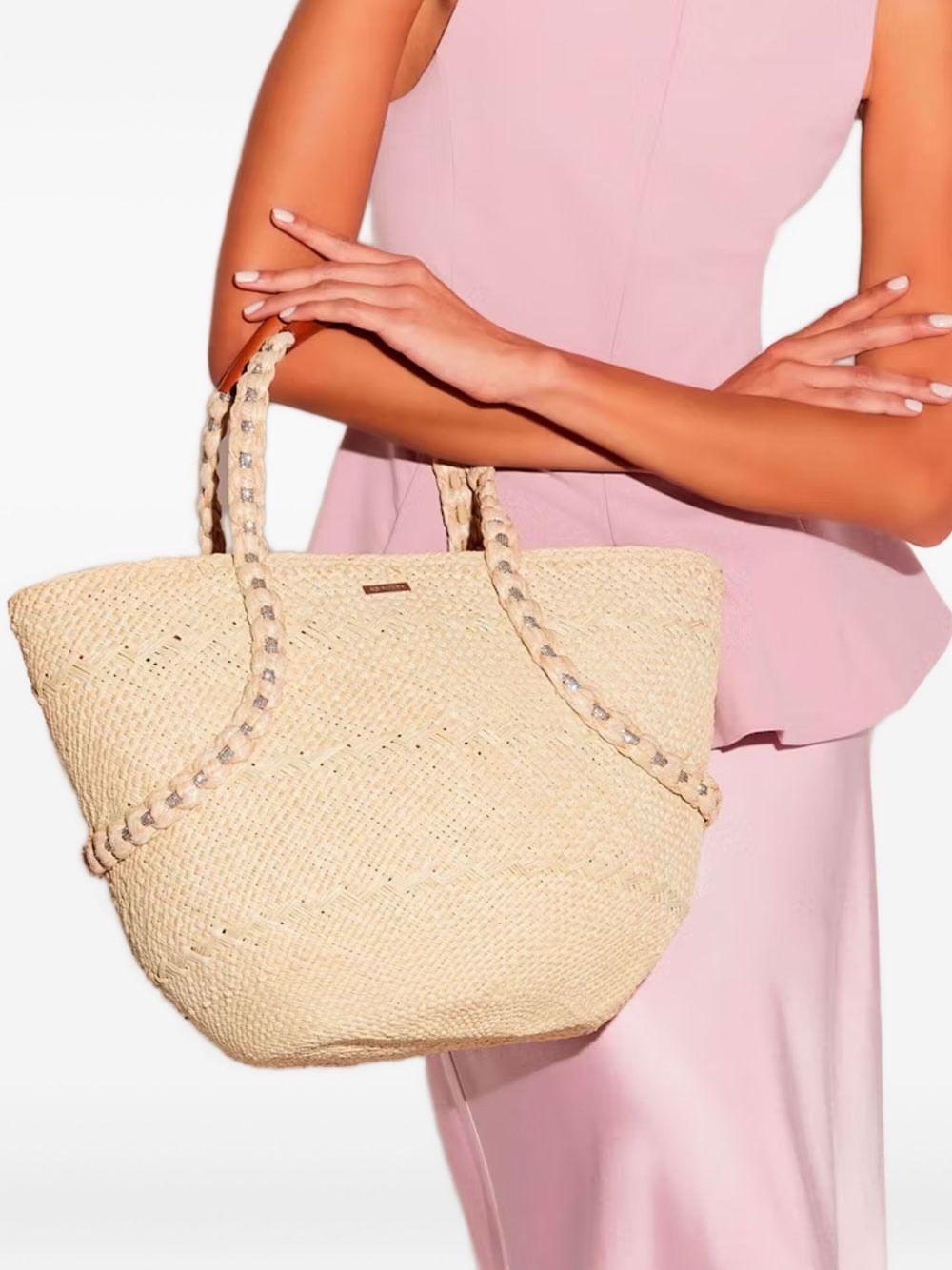Isla woven straw tote bag - 3