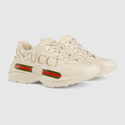 GUCCI Women's Rhyton Gucci logo leather sneaker outlook