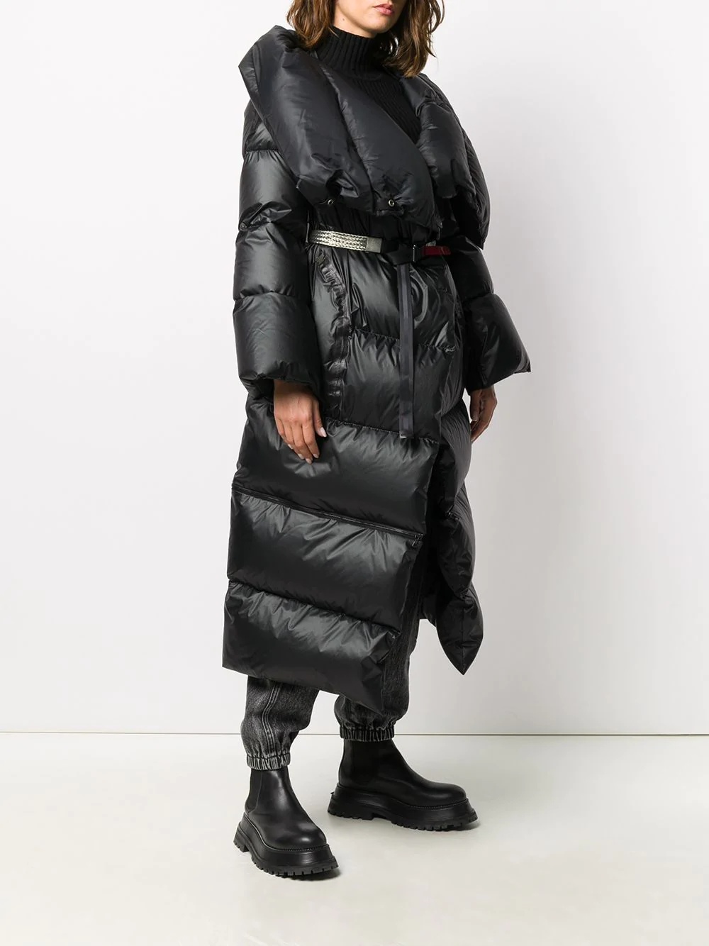 long leather puffer coat - 3