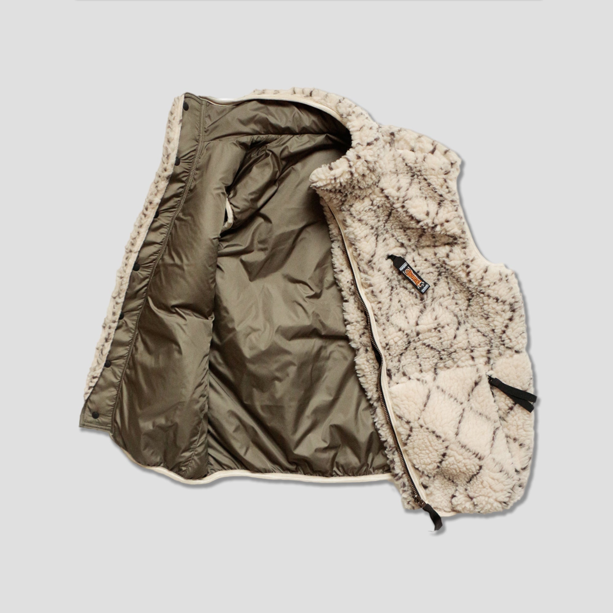 DO-GI SASHIKO BOA FLEECE REVERSIBLE VEST - WHITE - 4