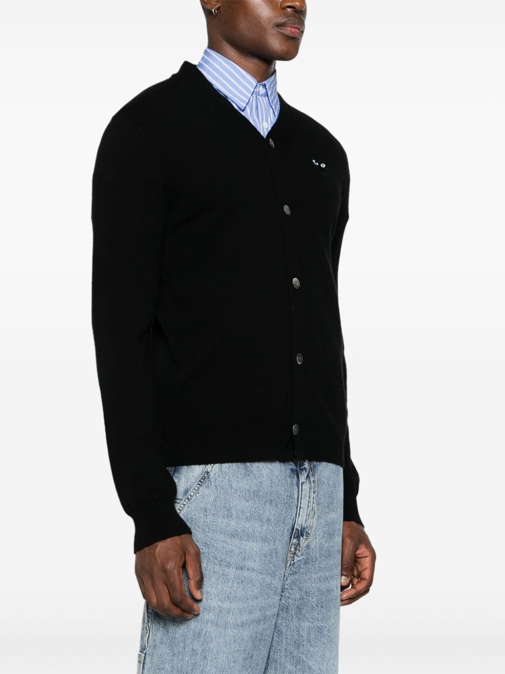 heart-patch wool cardigan - 4