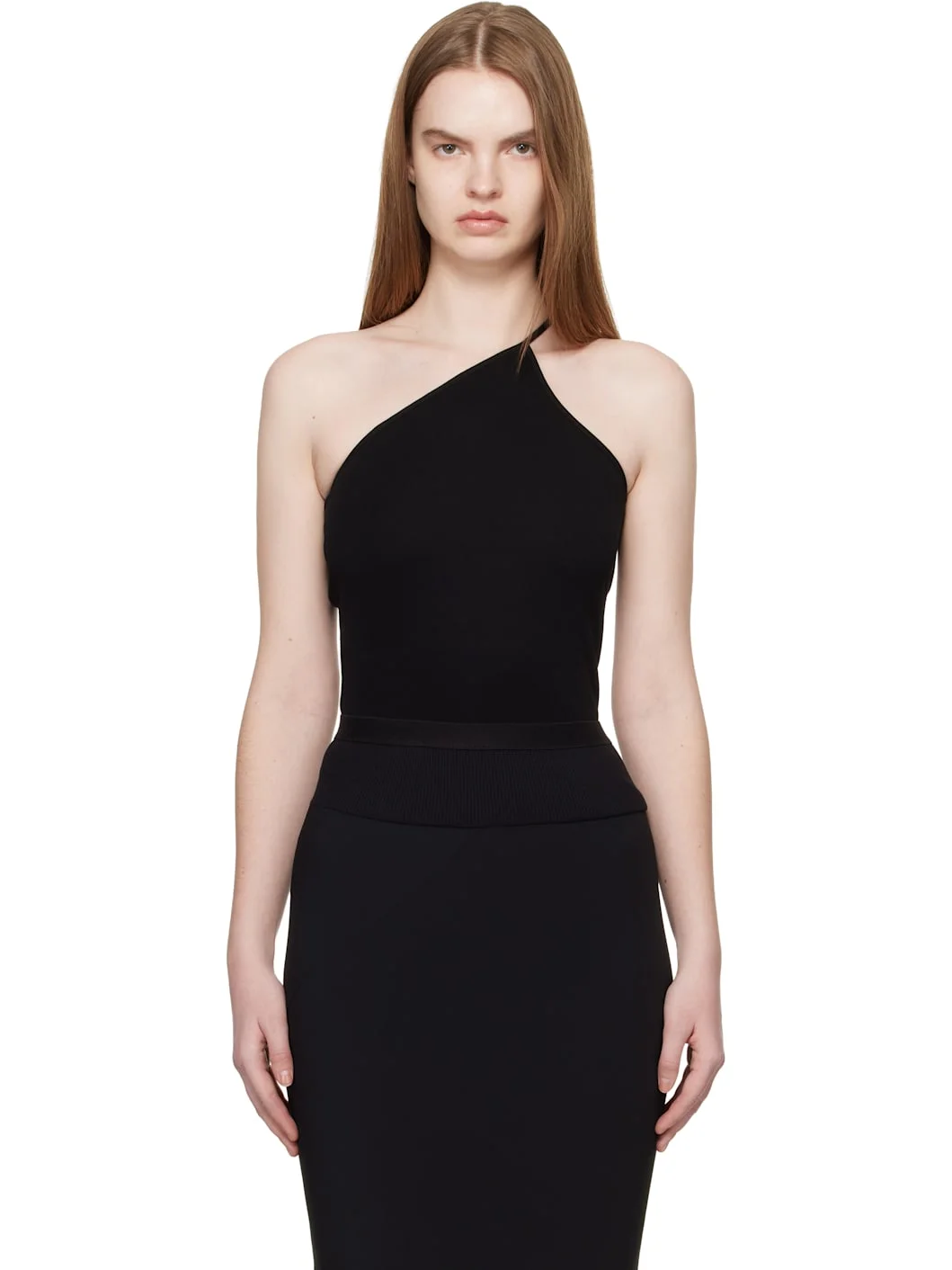 Black Temple One Shoulder Top - 1