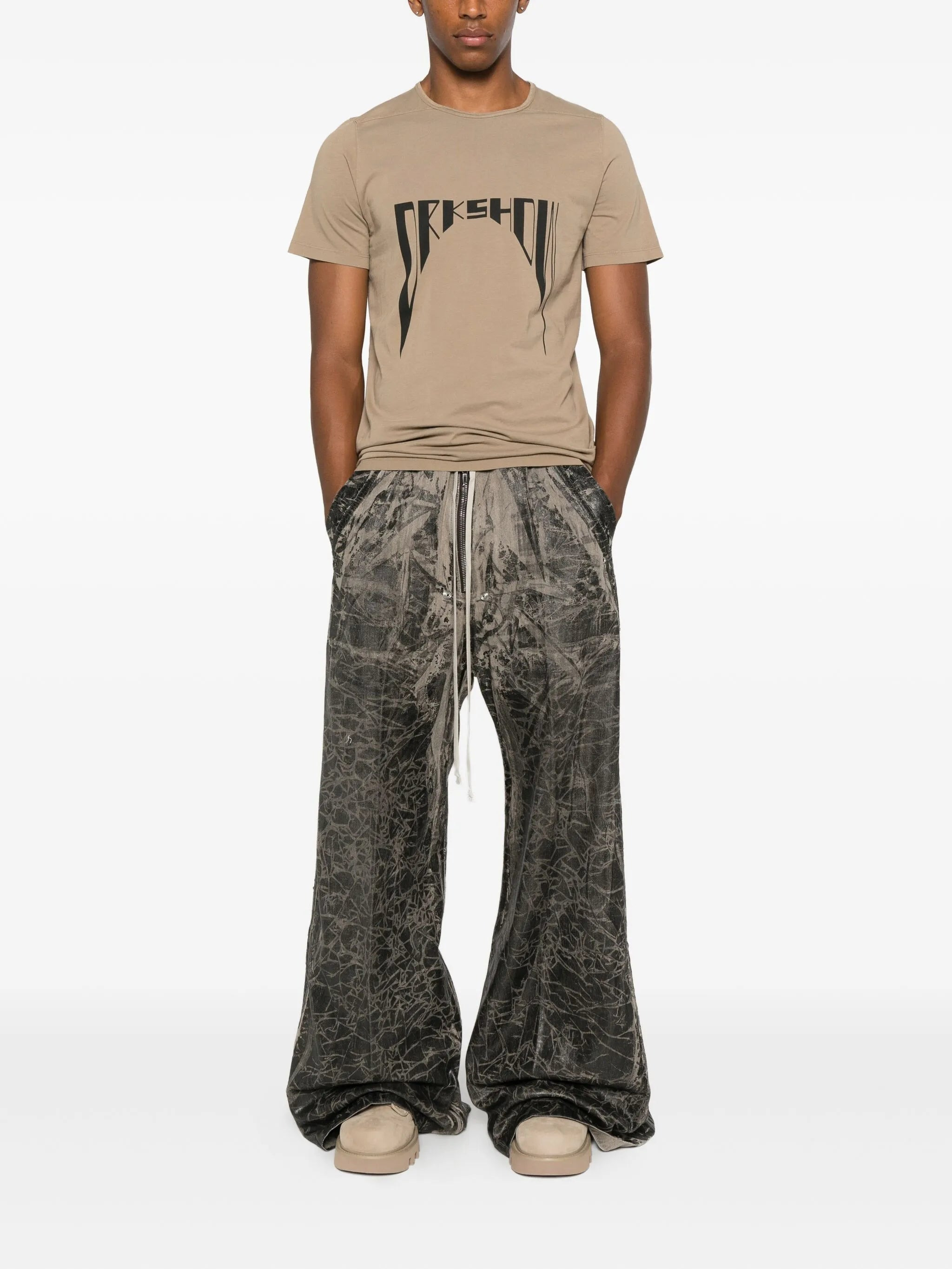 Rick Owens Drkshdw Crackled-effect Zip Trousers - 3