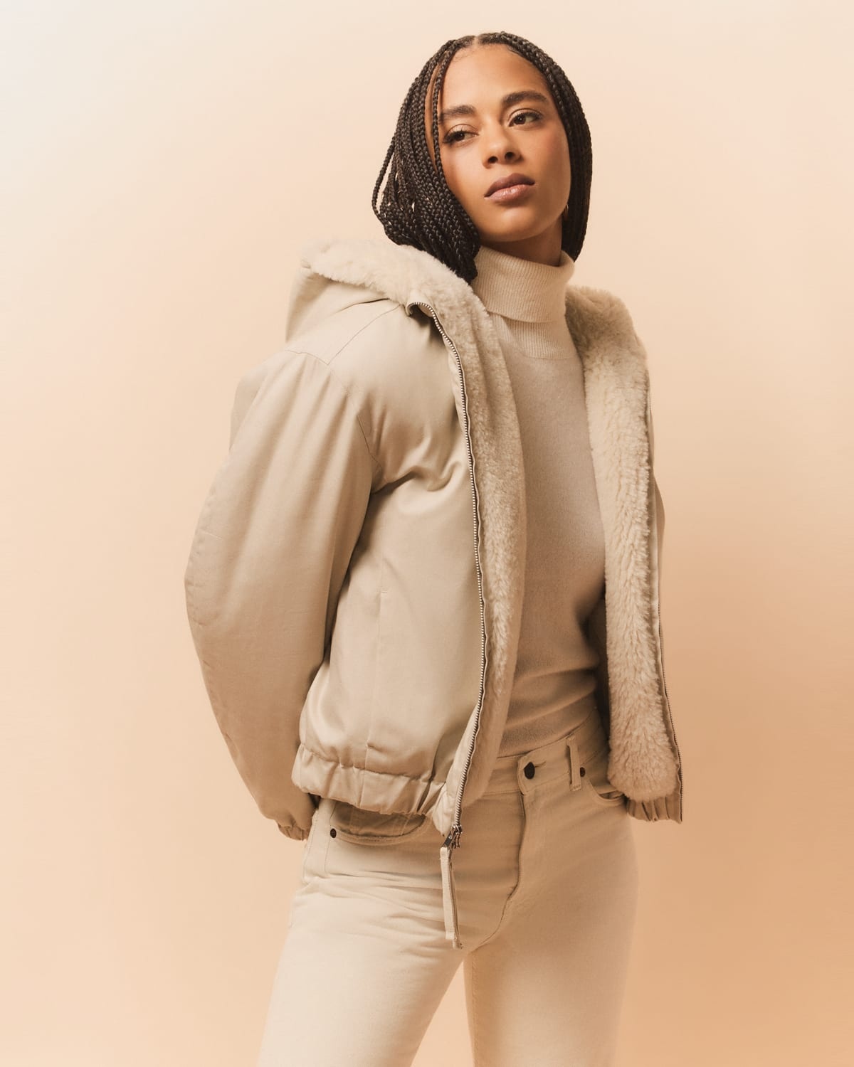 Vince Faux-Fur Lined Bomber Jacket neimanmarcus REVERSIBLE