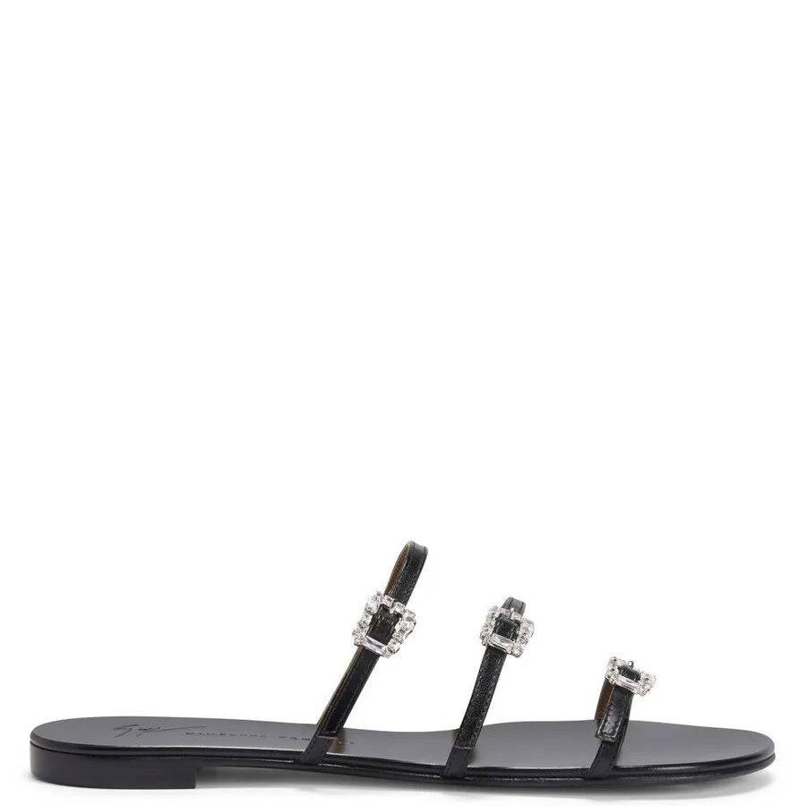 Giuseppe Zanotti Himari Black Jewel Flat Sandals - 1