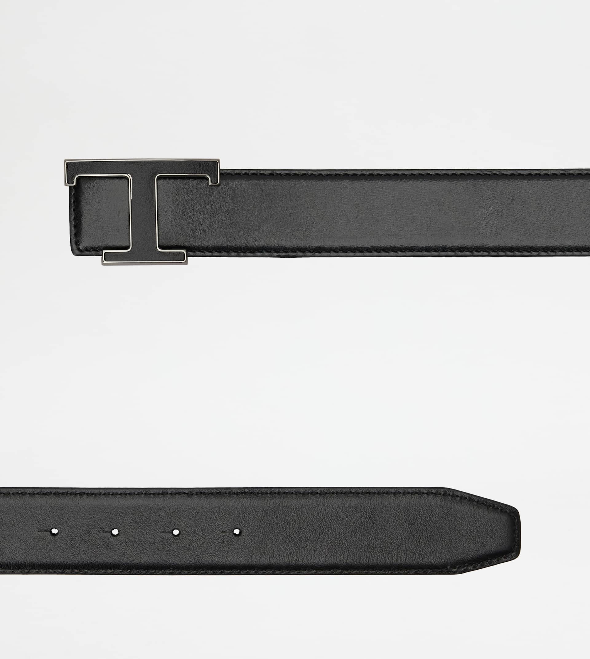 T TIMELESS REVERSIBLE BELT IN LEATHER - BLACK - 3