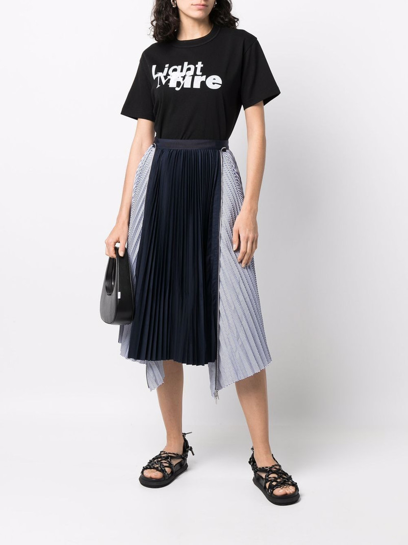 sacai high-waisted panelled pleat skirt outlook