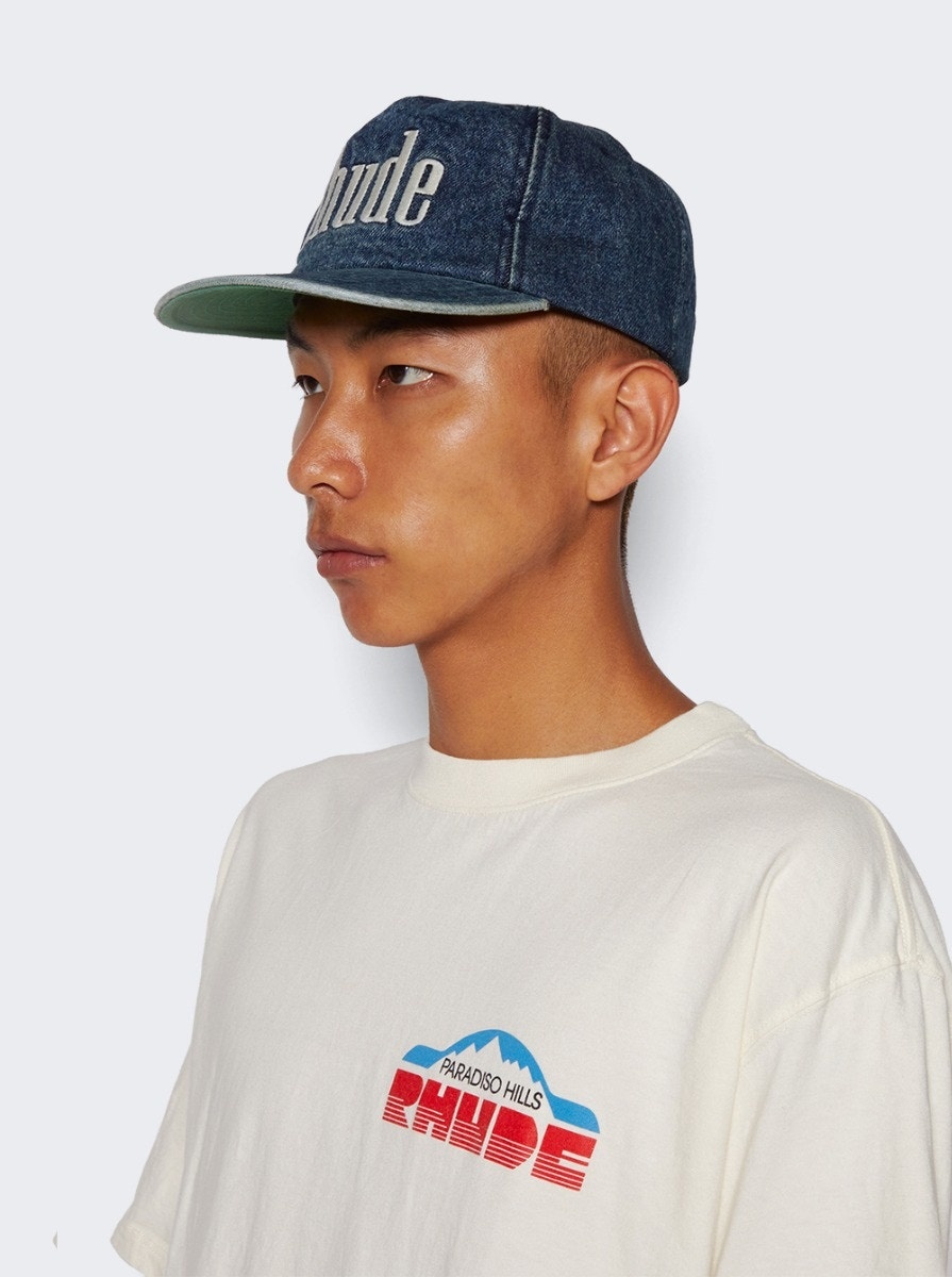 Washed Denim Logo Hat Indigo - 4