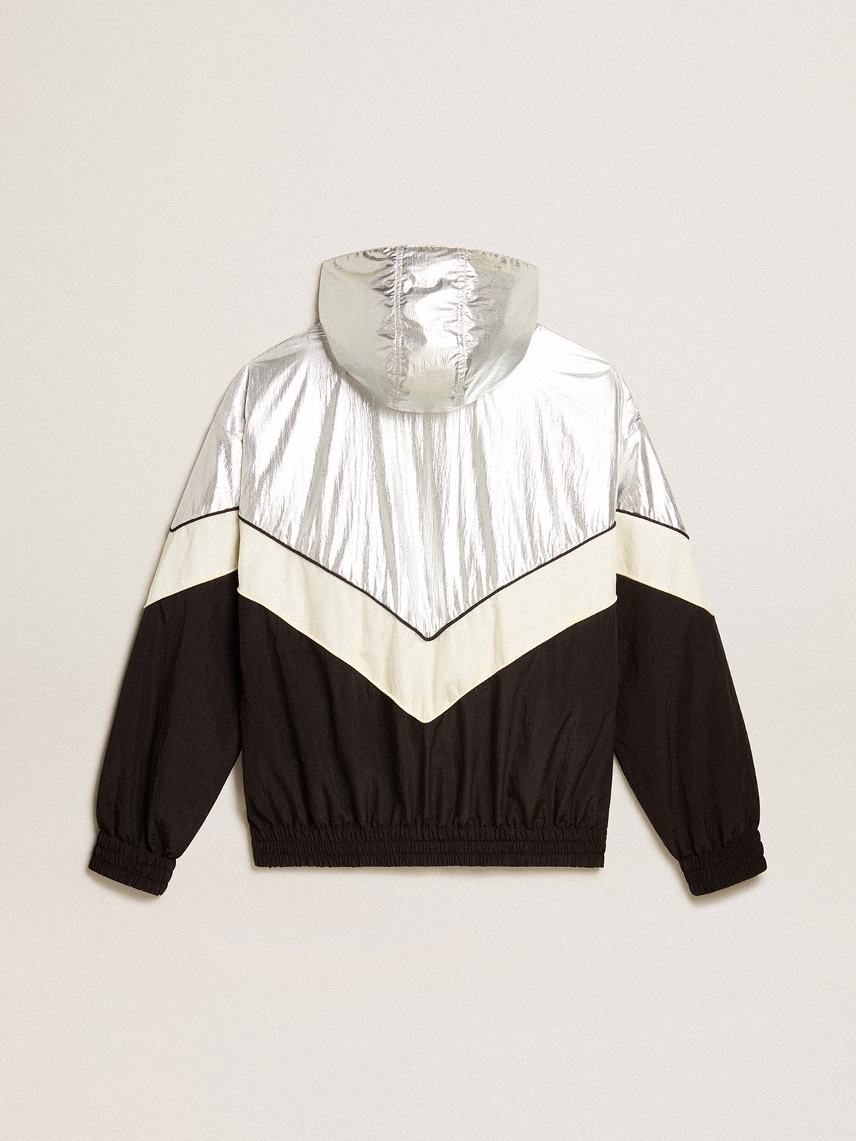 Women's windcheater in silver and black technical fabric - 6
