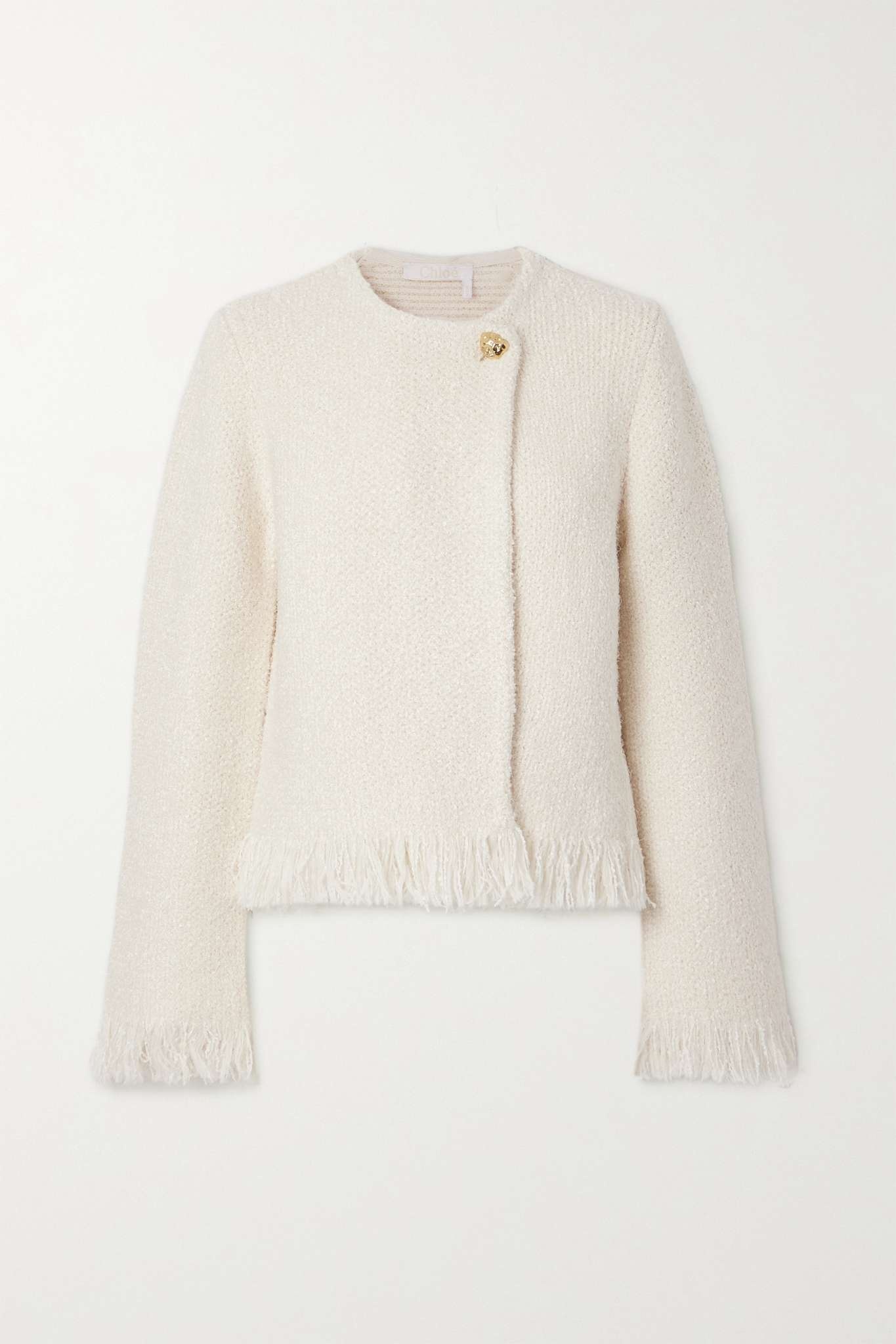Frayed wool-blend bouclé-tweed jacket - 1