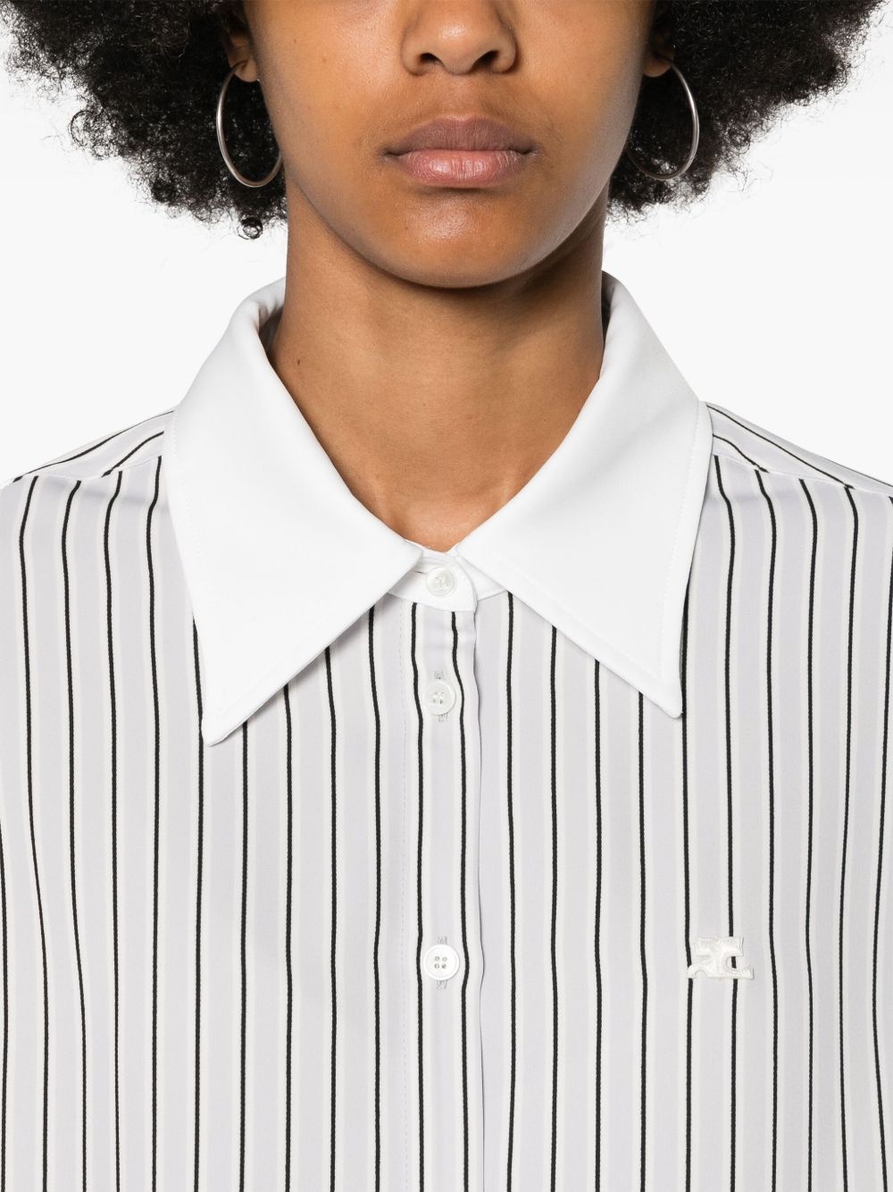 logo-patch striped shirt - 5