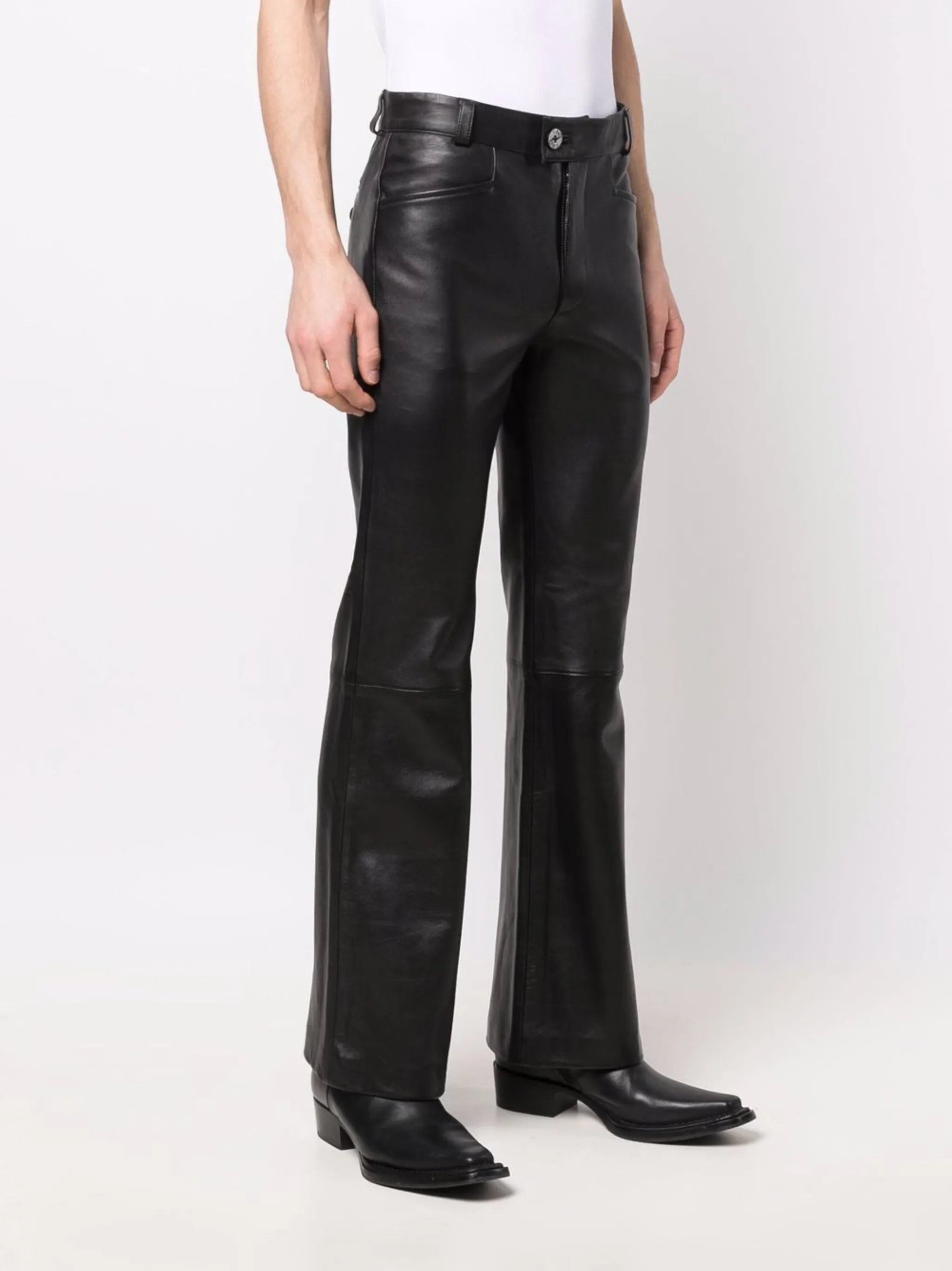 Ernest W. Baker Leather Flare-leg Trousers - 4