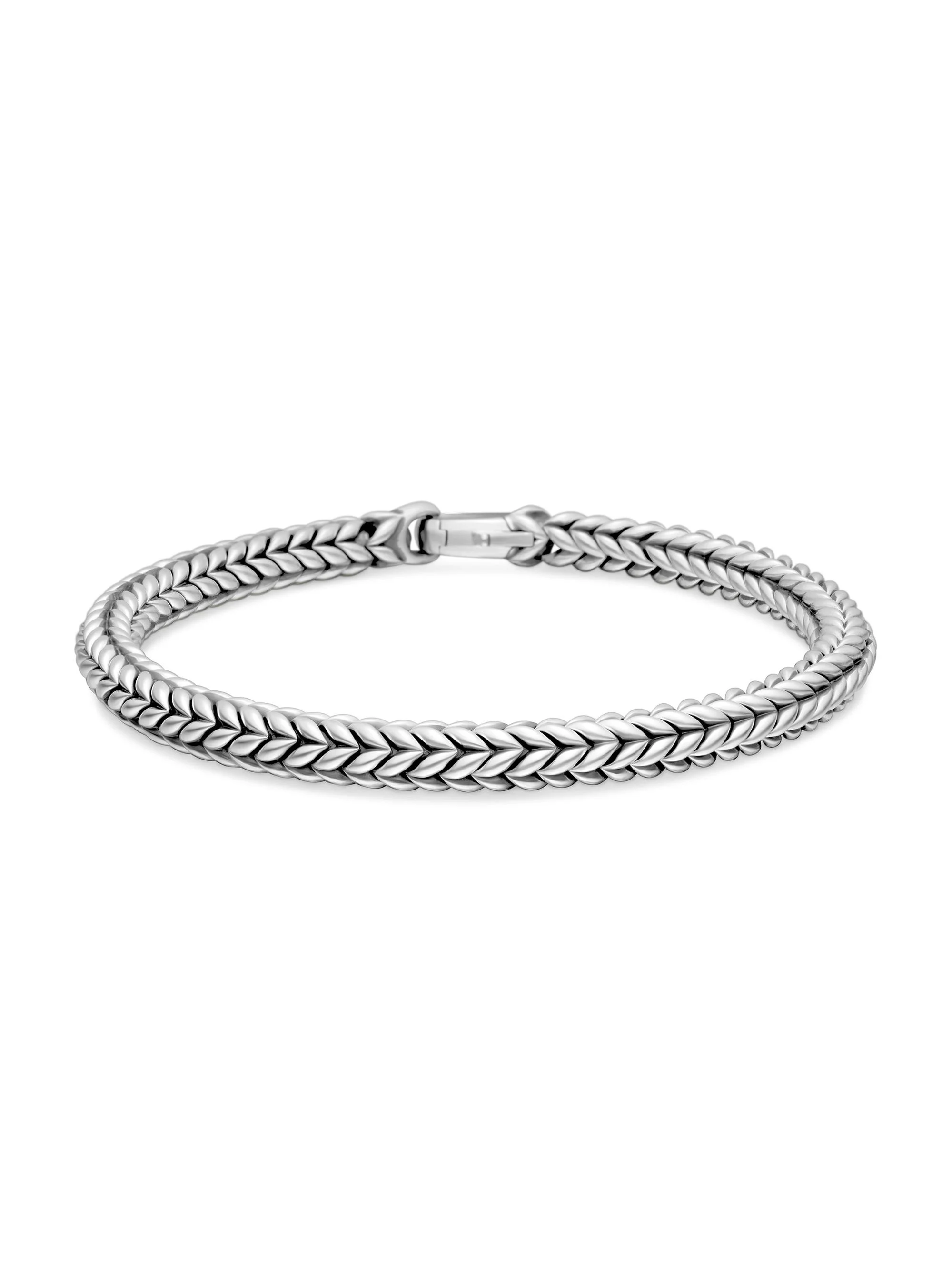 Men's Chevron Bead Bracelet in Sterling Silver, 6mm - Silver - 1