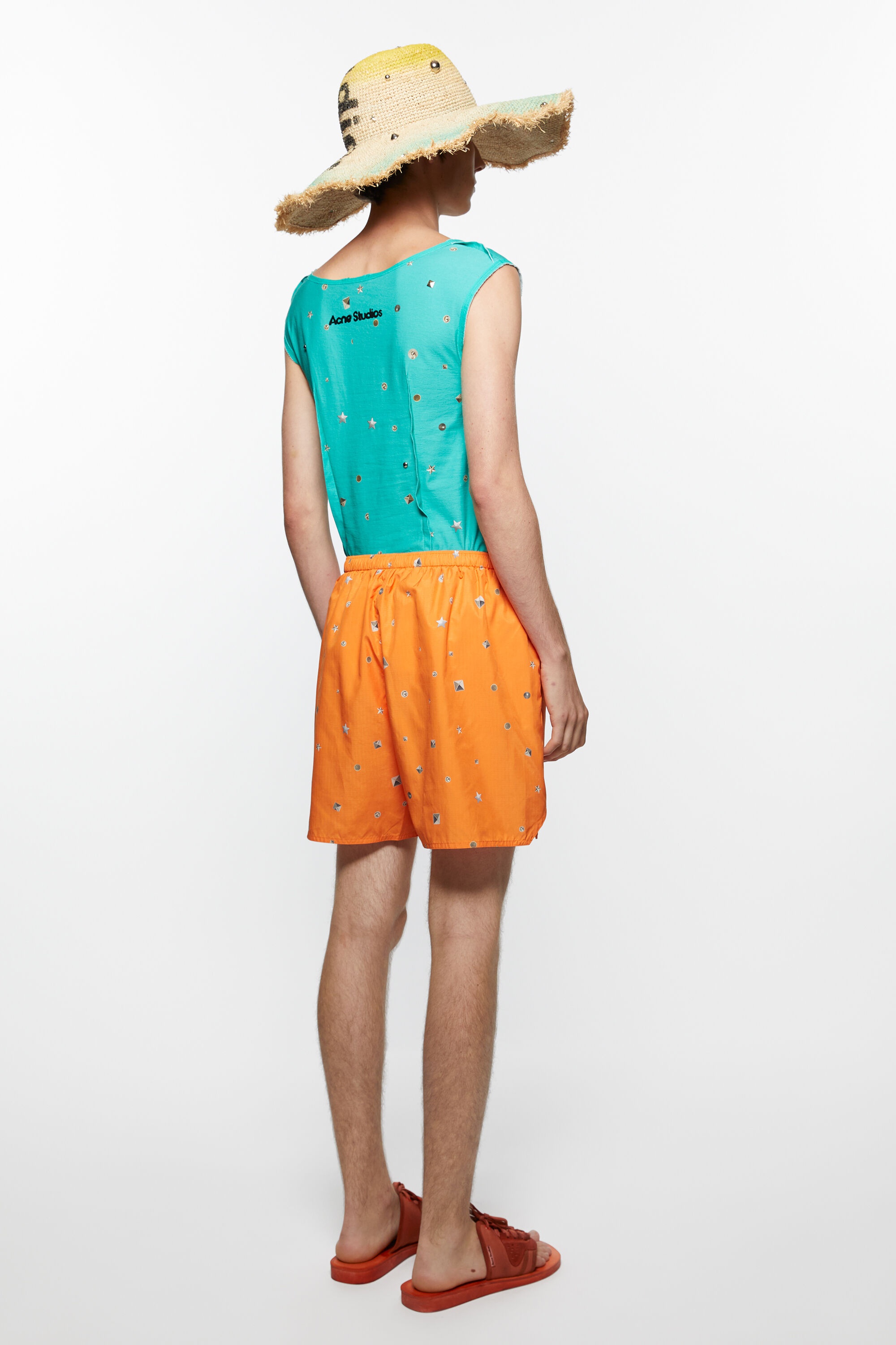 Printed swim shorts - Bright orange - 4