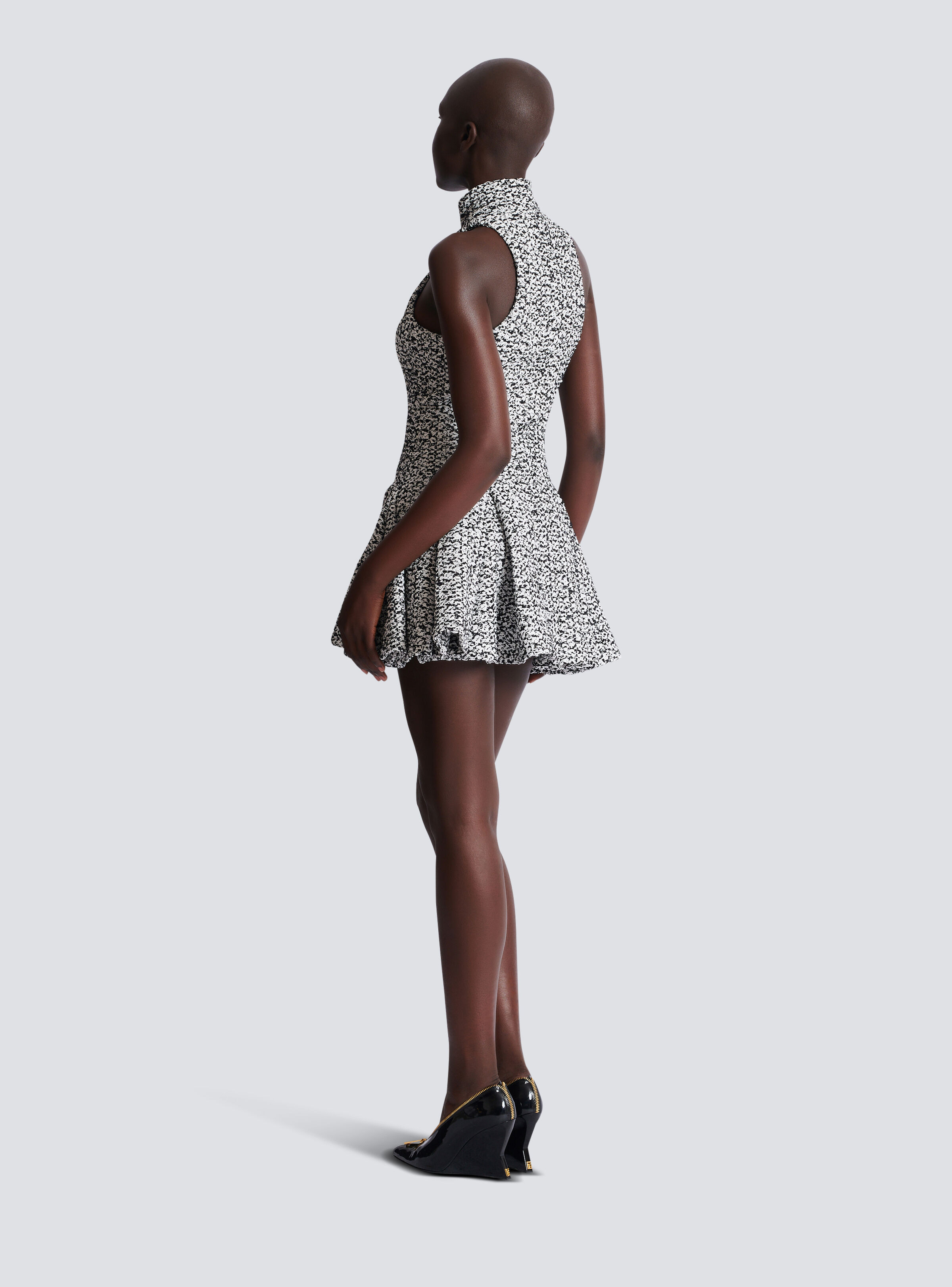 Sleeveless flared tweed dress - 4