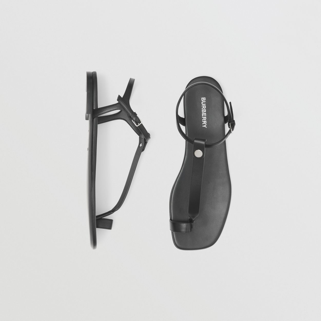 Toe-ring Detail Leather Sandals - 2