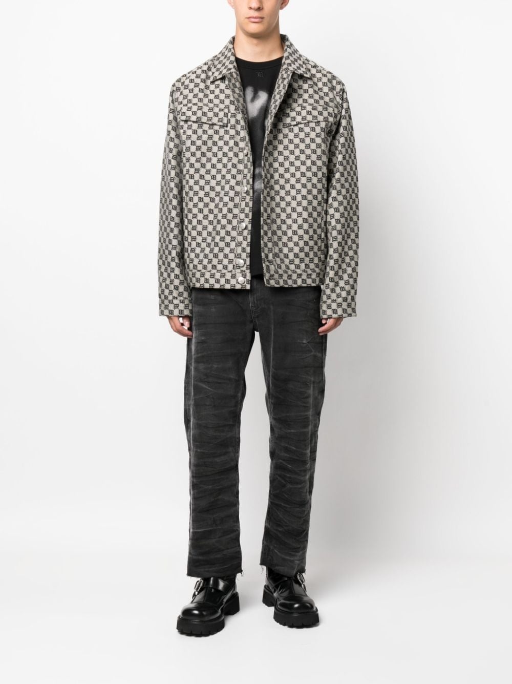 monogram-pattern shirt jacket - 2
